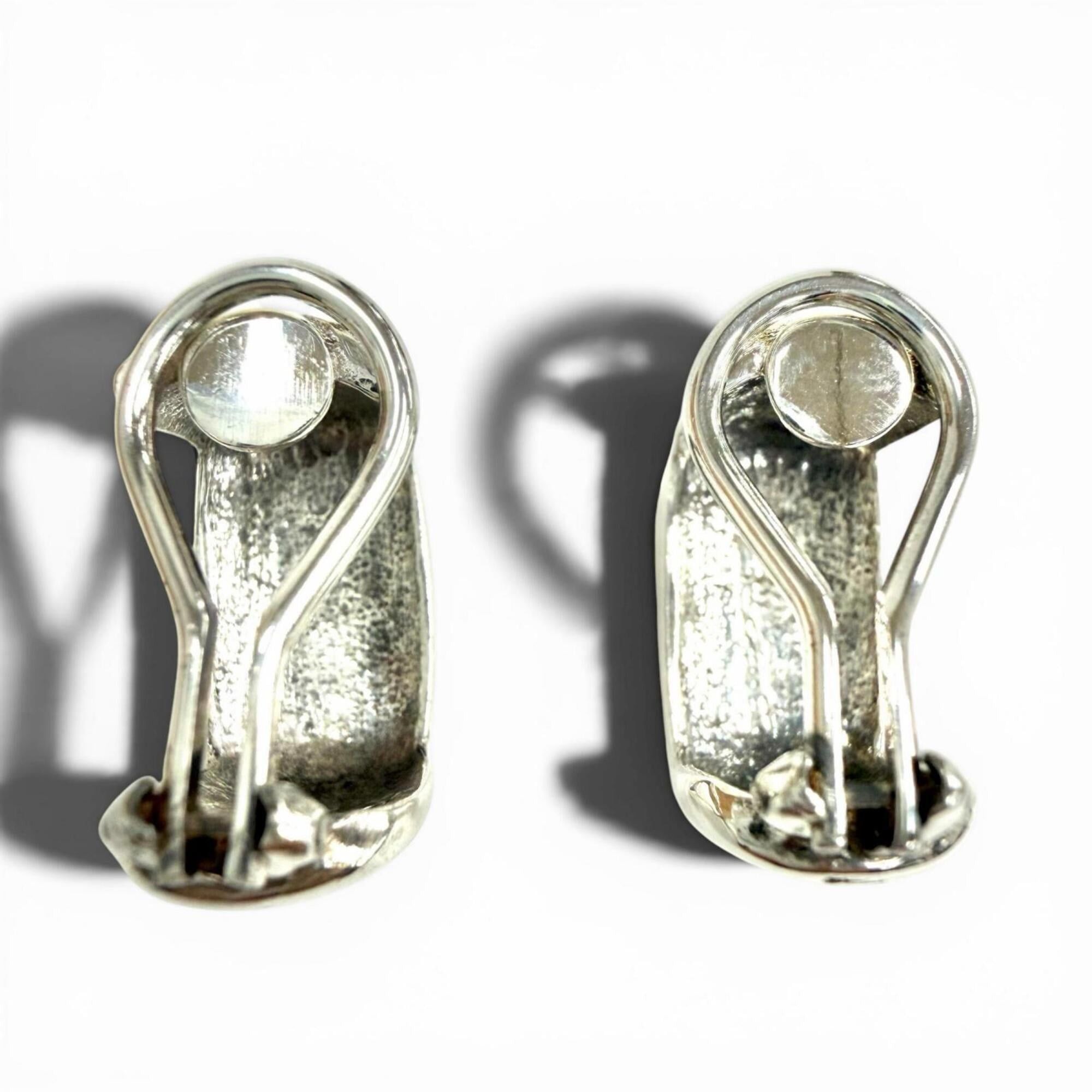 Chanel CHANEL Vintage 925 Sterling Silver Clip-On Earrings (for both ears), Logo Engraved, Weight 12.7g, Women's. Size ONE SIZE - 3 Thumbnail