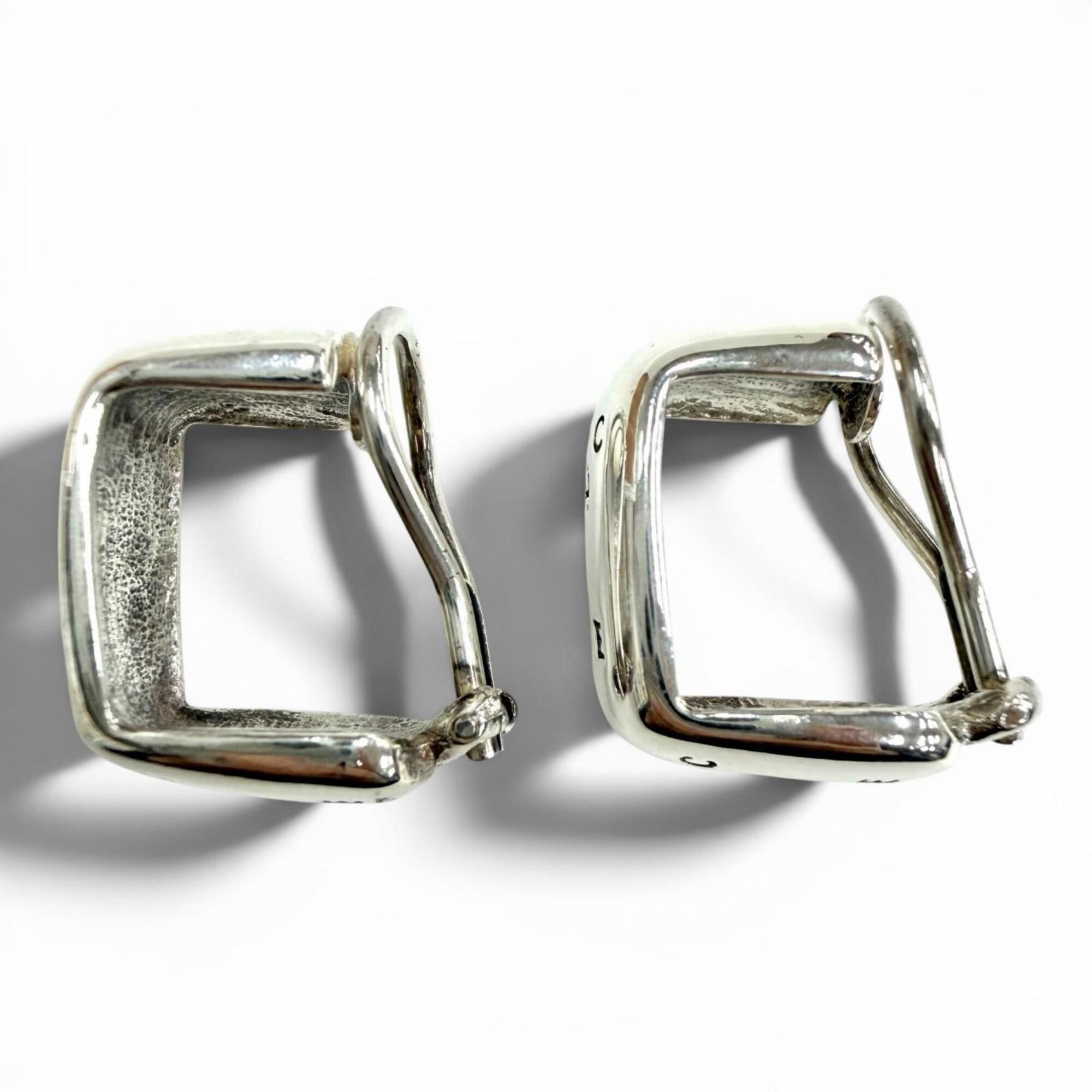 Chanel CHANEL Vintage 925 Sterling Silver Clip-On Earrings (for both ears), Logo Engraved, Weight 12.7g, Women's. Size ONE SIZE - 2 Thumbnail