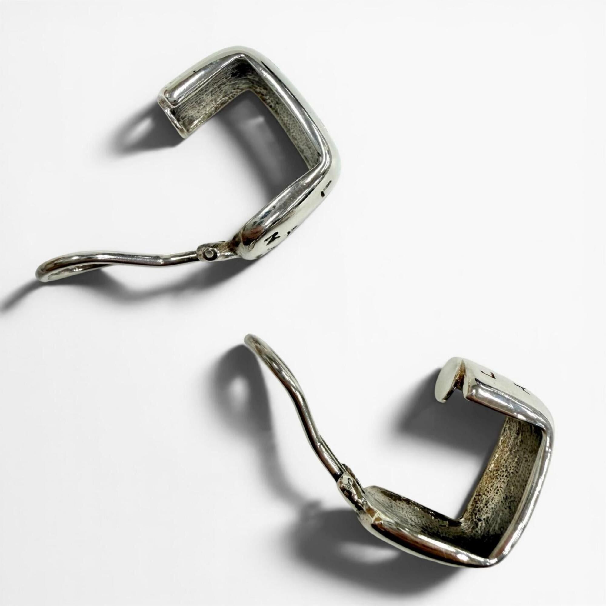 Chanel CHANEL Vintage 925 Sterling Silver Clip-On Earrings (for both ears), Logo Engraved, Weight 12.7g, Women's. Size ONE SIZE - 5 Thumbnail