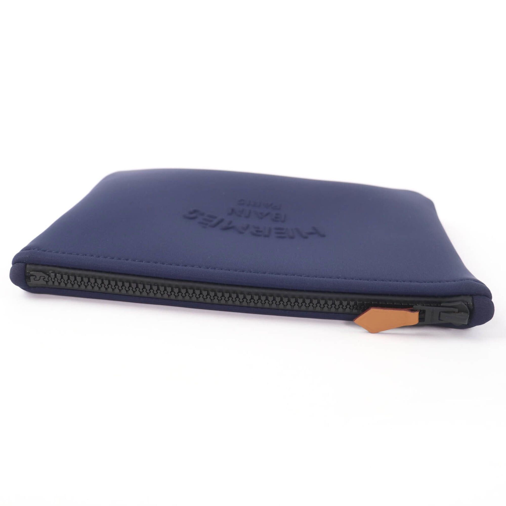 Hermes HERMES Trouse Flat PM Neoban Black Hardware Logo Zip Pouch Navy Made in France Women's Size ONE SIZE - 4 Thumbnail