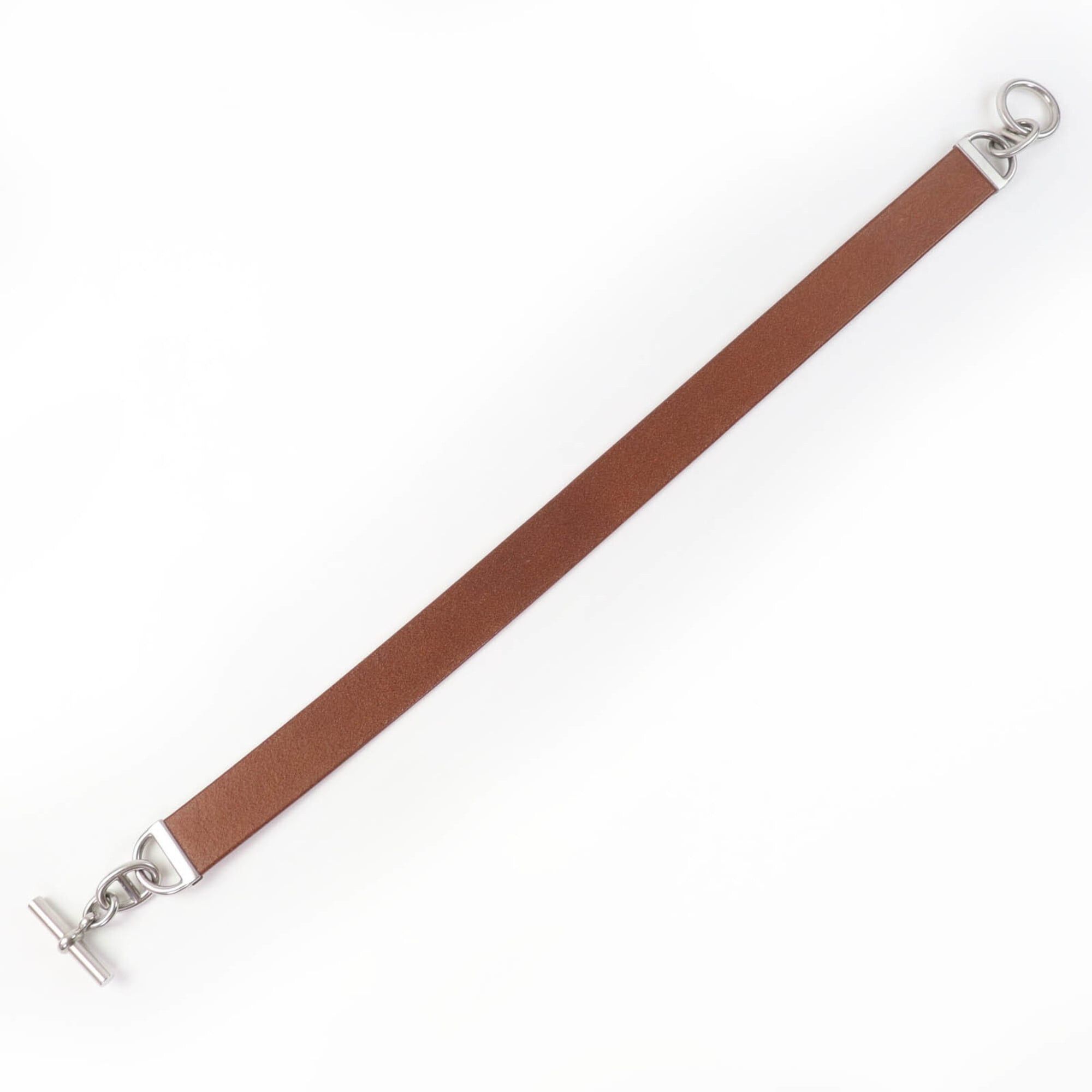 Hermes HERMES Vintage Silver Hardware Margiela Era Chaine d'Ancre Leather Belt Brown 70 □C Stamp Made in France Women's with Box Size ONE SIZE - 6 Thumbnail