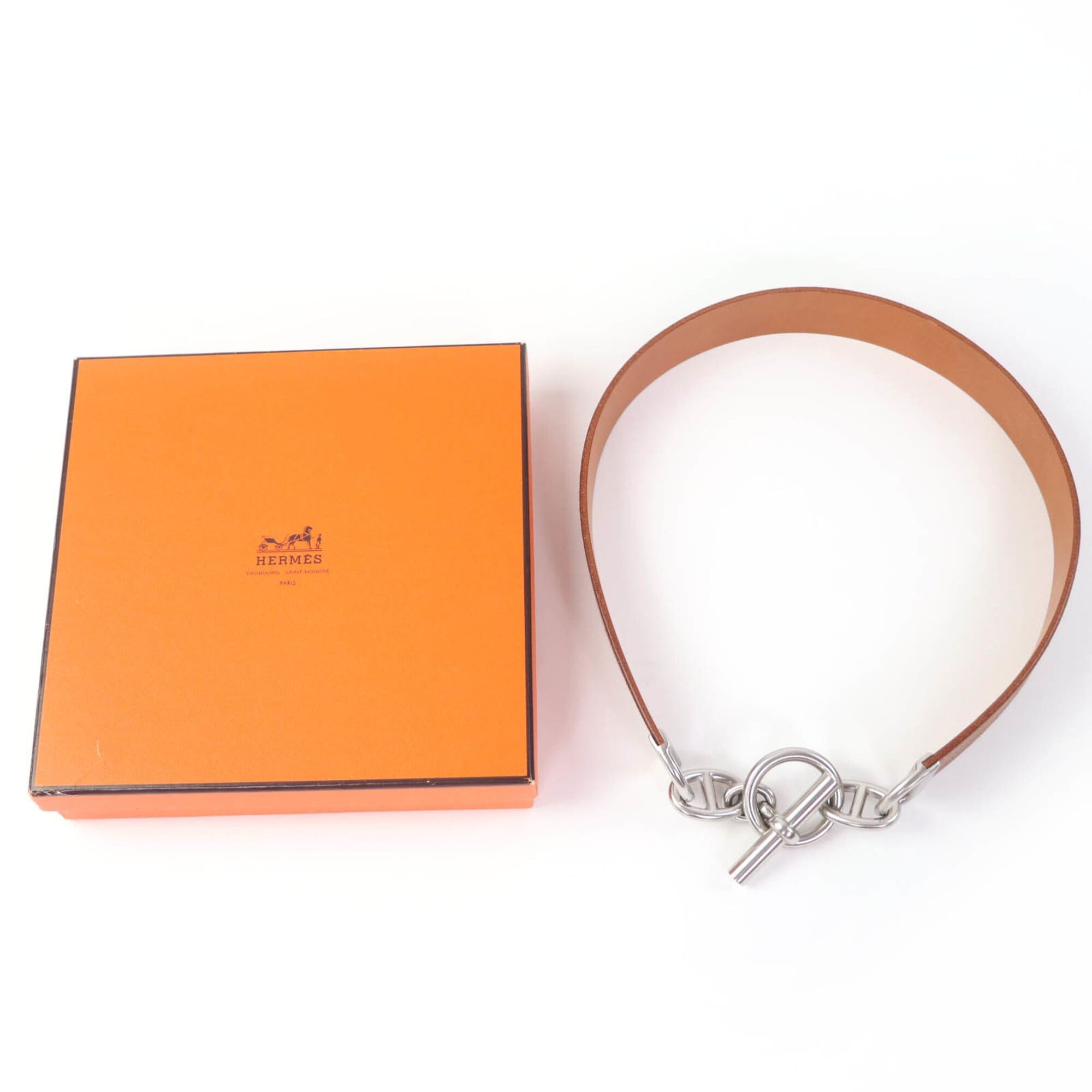 Hermes HERMES Vintage Silver Hardware Margiela Era Chaine d'Ancre Leather Belt Brown 70 □C Stamp Made in France Women's with Box Size ONE SIZE - 5 Thumbnail