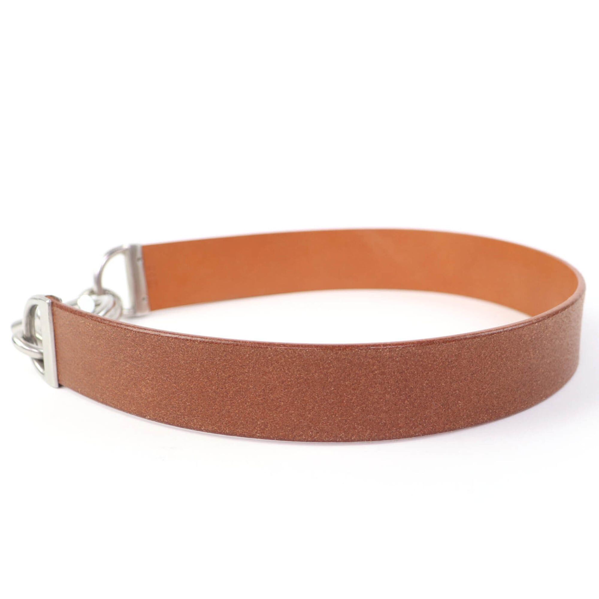 Hermes HERMES Vintage Silver Hardware Margiela Era Chaine d'Ancre Leather Belt Brown 70 □C Stamp Made in France Women's with Box Size ONE SIZE - 3 Thumbnail
