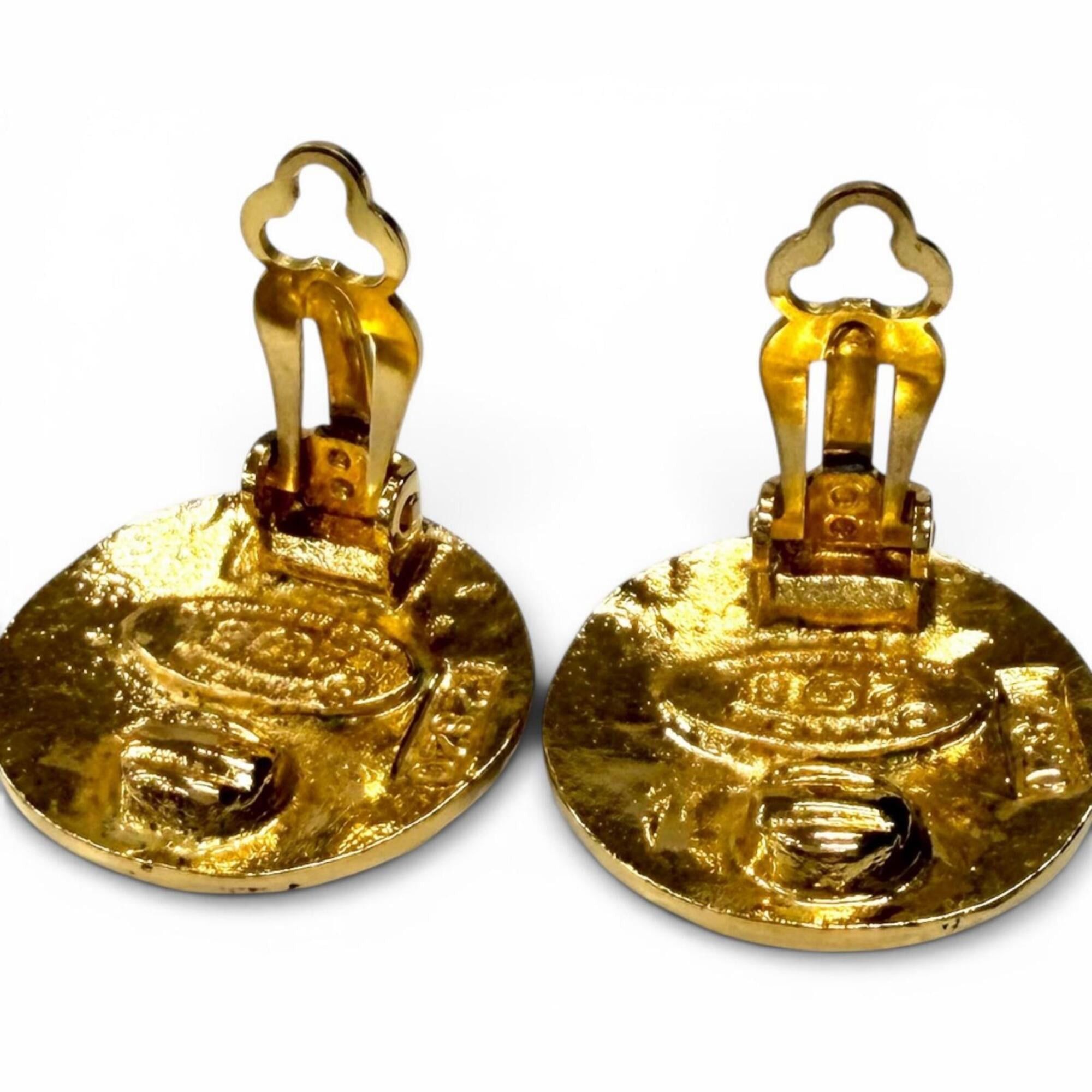 Chanel CHANEL Vintage 28 Coco Mark Logo Earrings, Gold, Made in France, Women's Size ONE SIZE - 5 Thumbnail