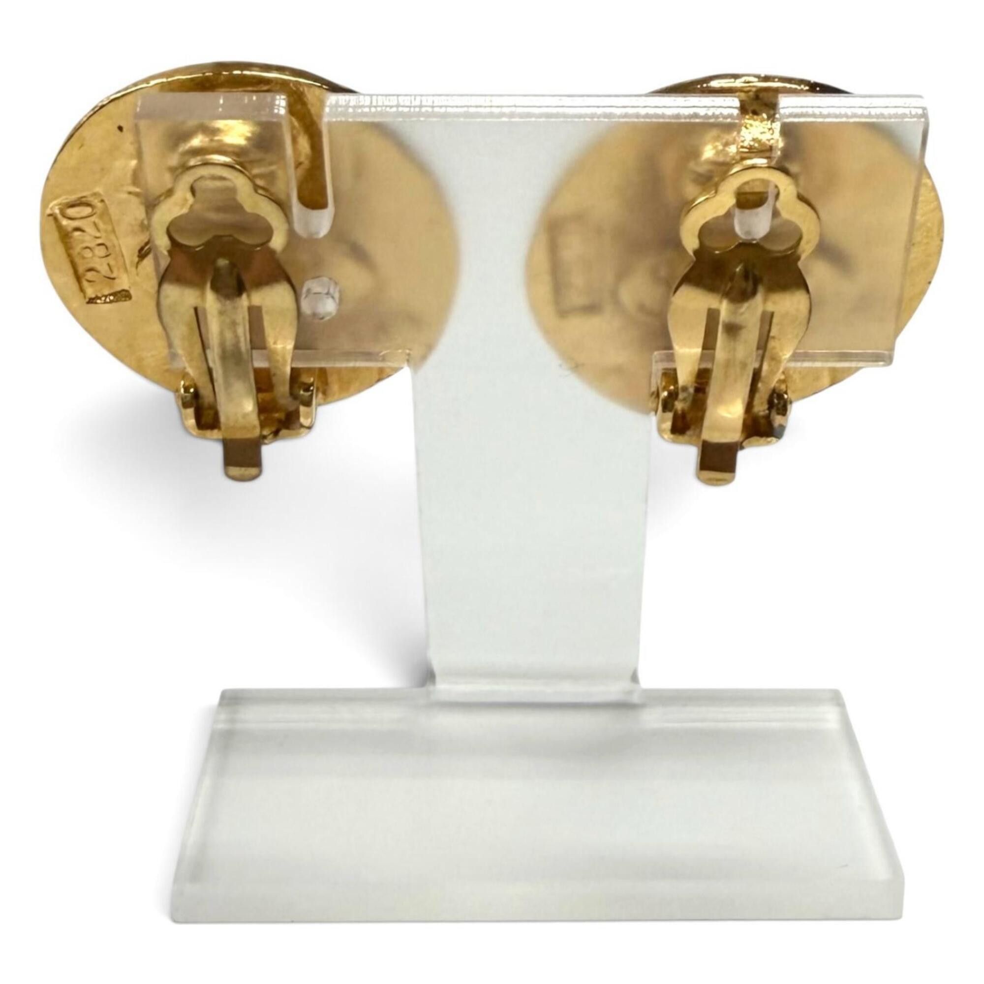 Chanel CHANEL Vintage 28 Coco Mark Logo Earrings, Gold, Made in France, Women's Size ONE SIZE - 4 Thumbnail