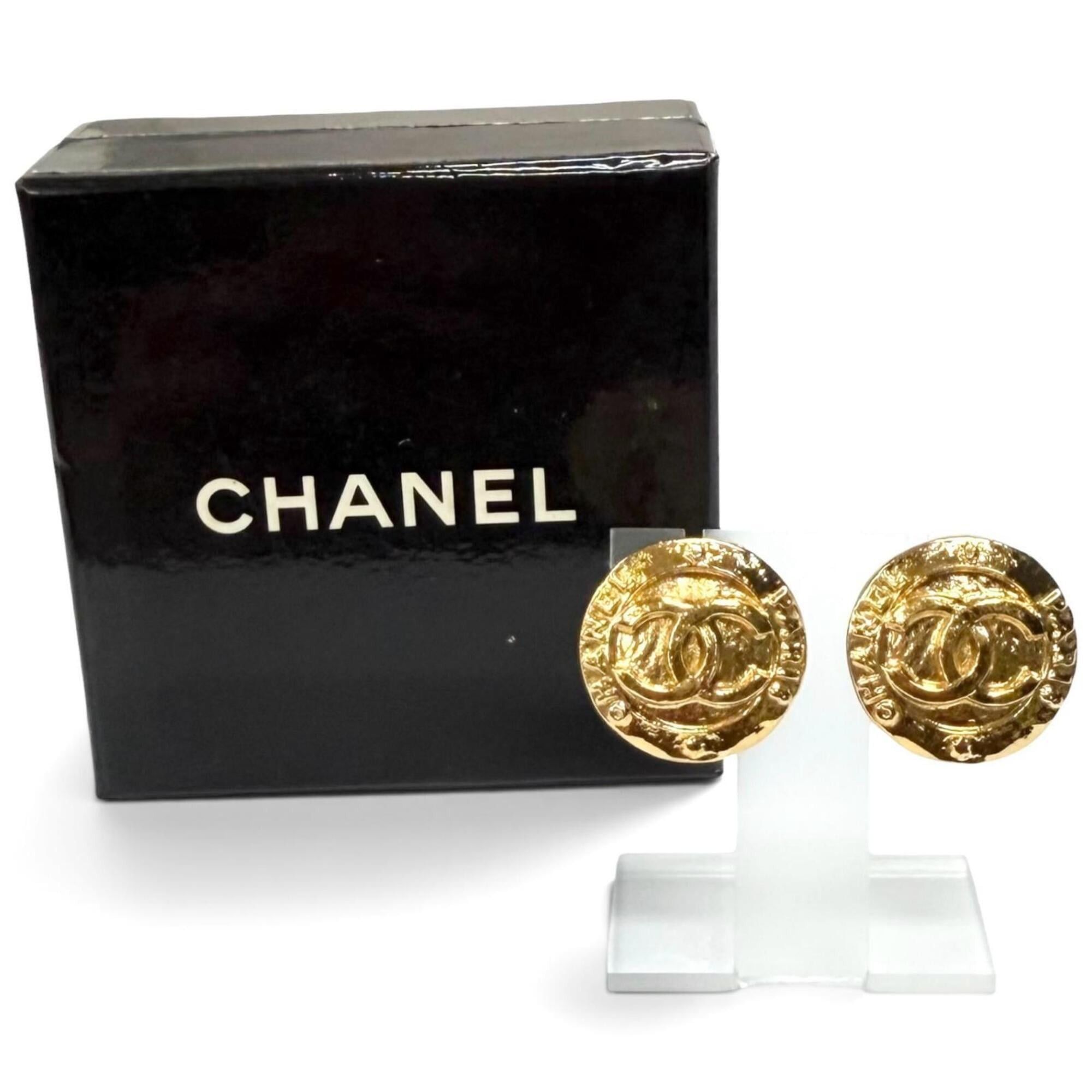 Chanel CHANEL Vintage 28 Coco Mark Logo Earrings, Gold, Made in France, Women's Size ONE SIZE - 2 Thumbnail