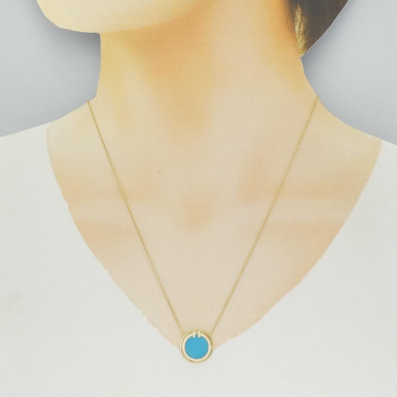 Tiffany & Co. Tiffany & Co. Tiffany T Circle 750 Yellow Gold Turquoise Diamond Necklace Precious Metal Necklace DUTY FREE for USA Size ONE SIZE - 6 Thumbnail