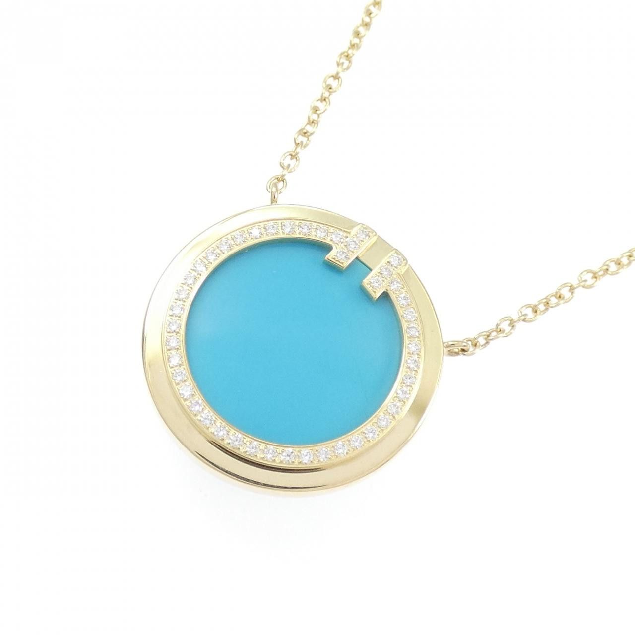 Tiffany & Co. Tiffany & Co. Tiffany T Circle 750 Yellow Gold Turquoise Diamond Necklace Precious Metal Necklace DUTY FREE for USA Size ONE SIZE - 3 Thumbnail