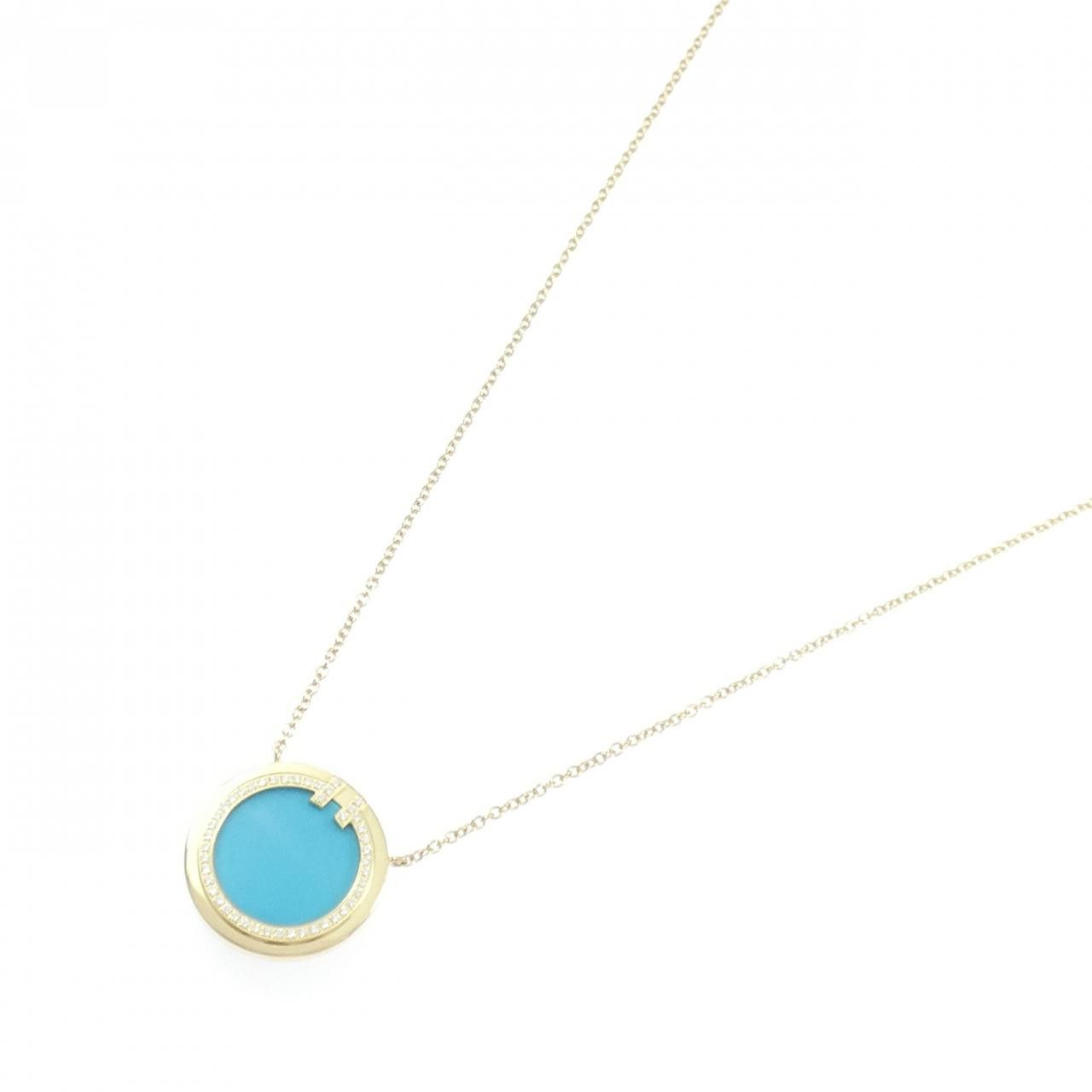 Tiffany & Co. Tiffany & Co. Tiffany T Circle 750 Yellow Gold Turquoise Diamond Necklace Precious Metal Necklace DUTY FREE for USA Size ONE SIZE - 2 Thumbnail