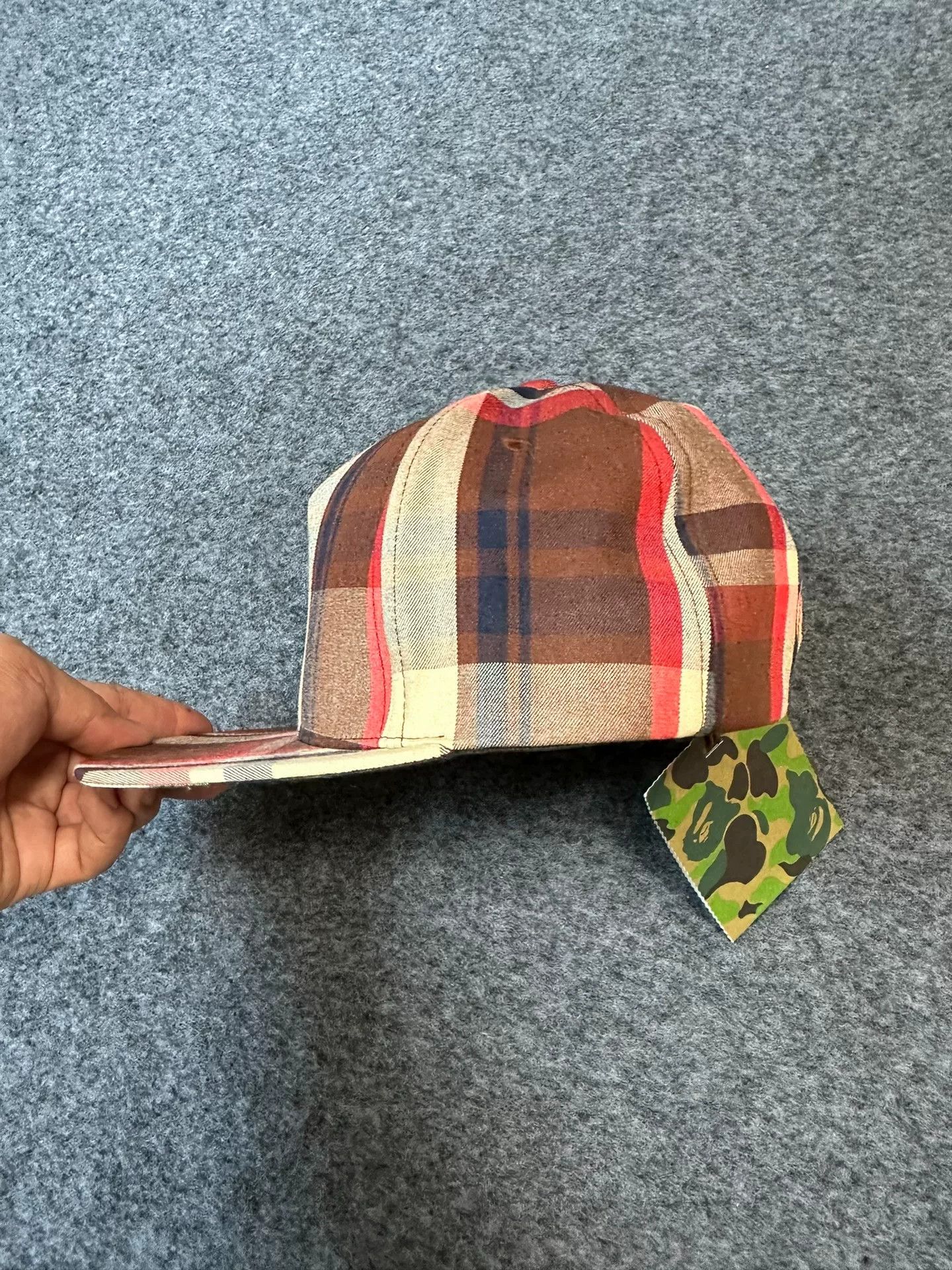 Bape Bape Plaid Ape Head Snapback Cap One Size Size ONE SIZE - 3 Thumbnail