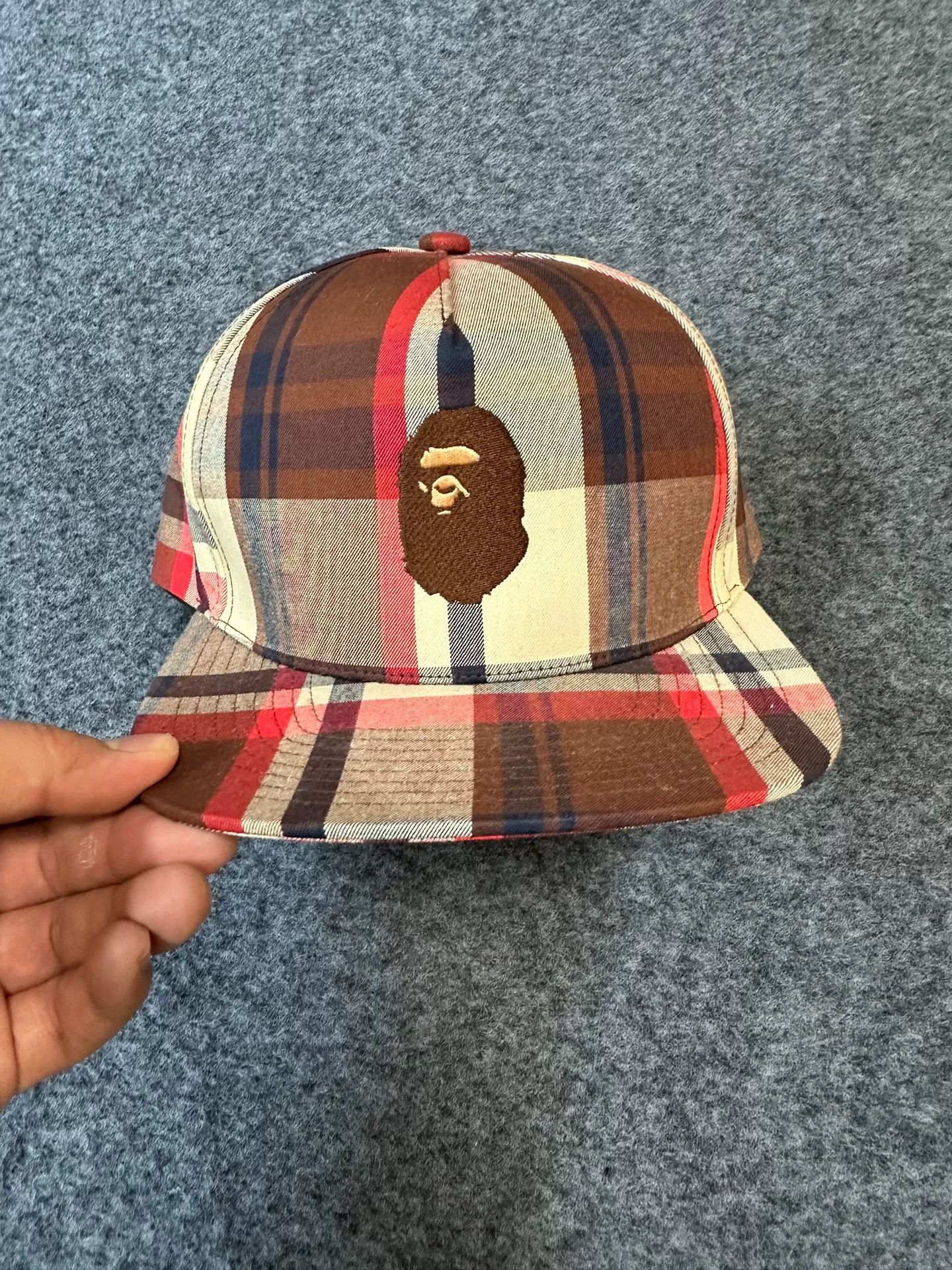 Bape Bape Plaid Ape Head Snapback Cap One Size Size ONE SIZE - 2 Thumbnail