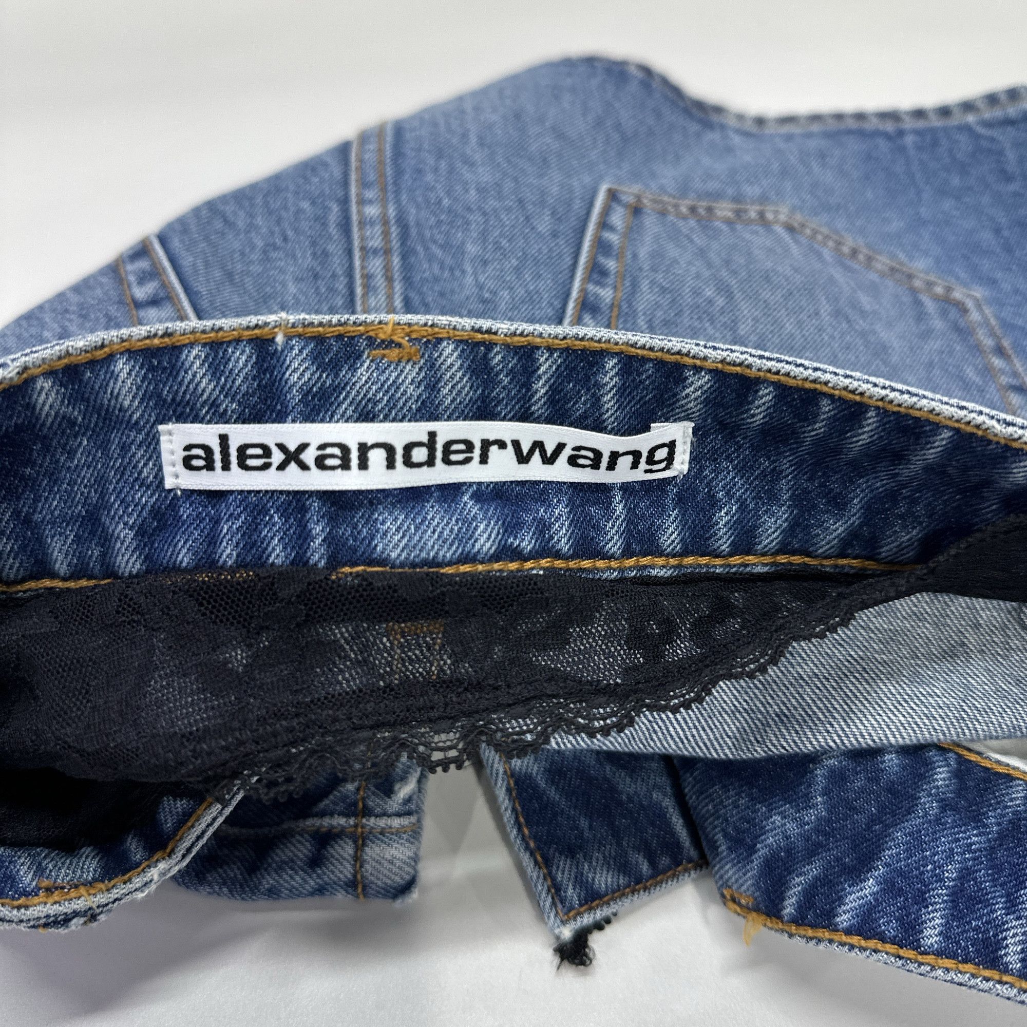 Alexander Wang Alexander Wang Lace Trim Denim Mini Skirt Size 28 Size 28" / US 6 / IT 42 - 3 Thumbnail