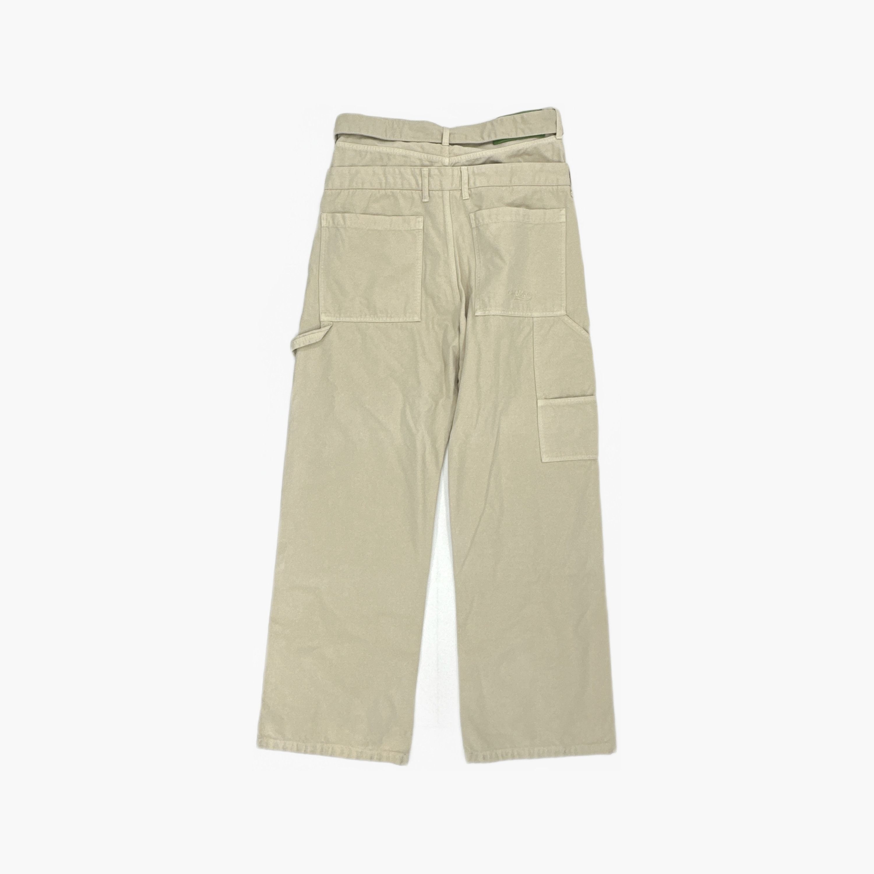 Off-White OFF-WHITE Beige Canvas Double Waistband Pants Size L Size US 34 / EU 50 - 2 Thumbnail