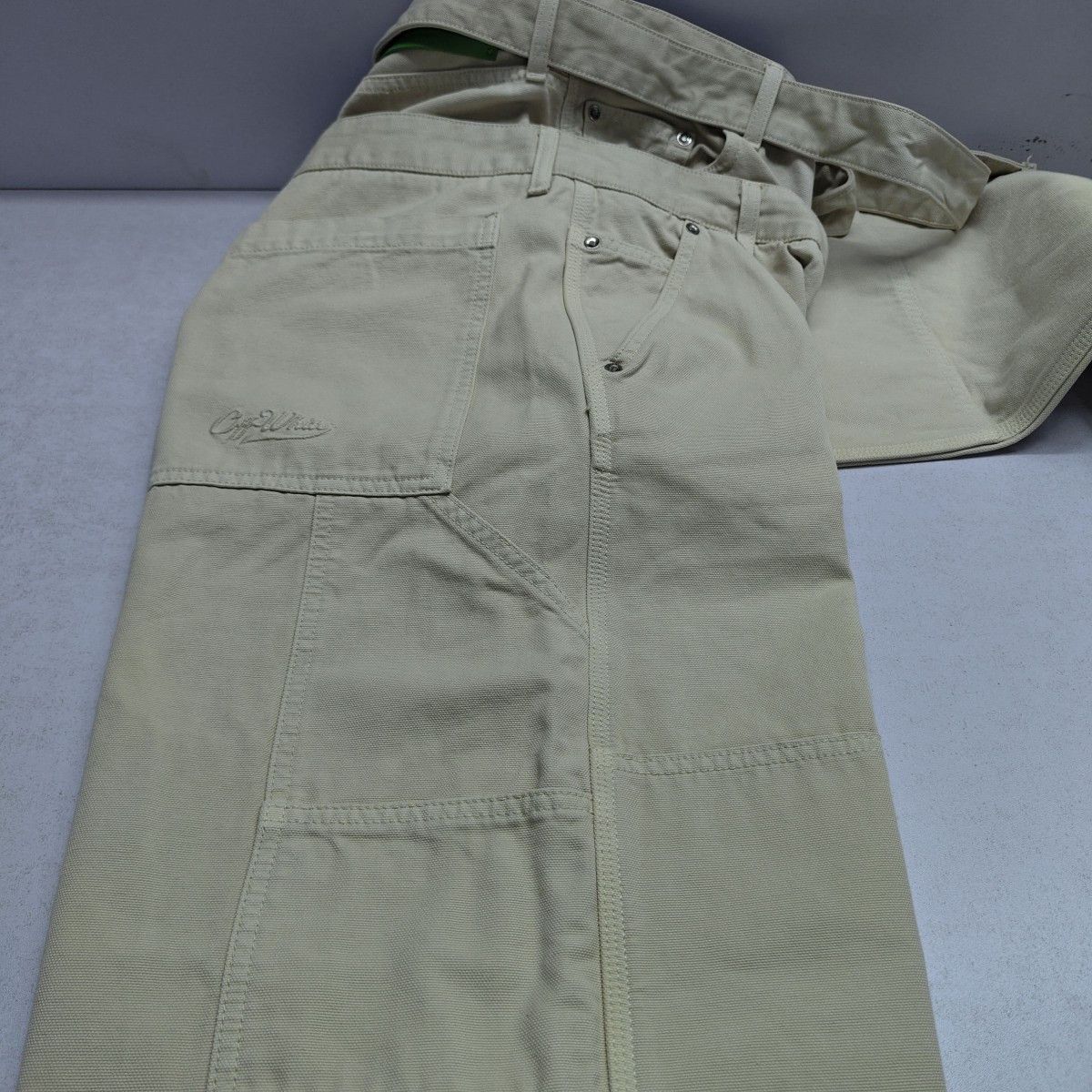 Off-White OFF-WHITE Beige Canvas Double Waistband Pants Size L Size US 34 / EU 50 - 16 Thumbnail