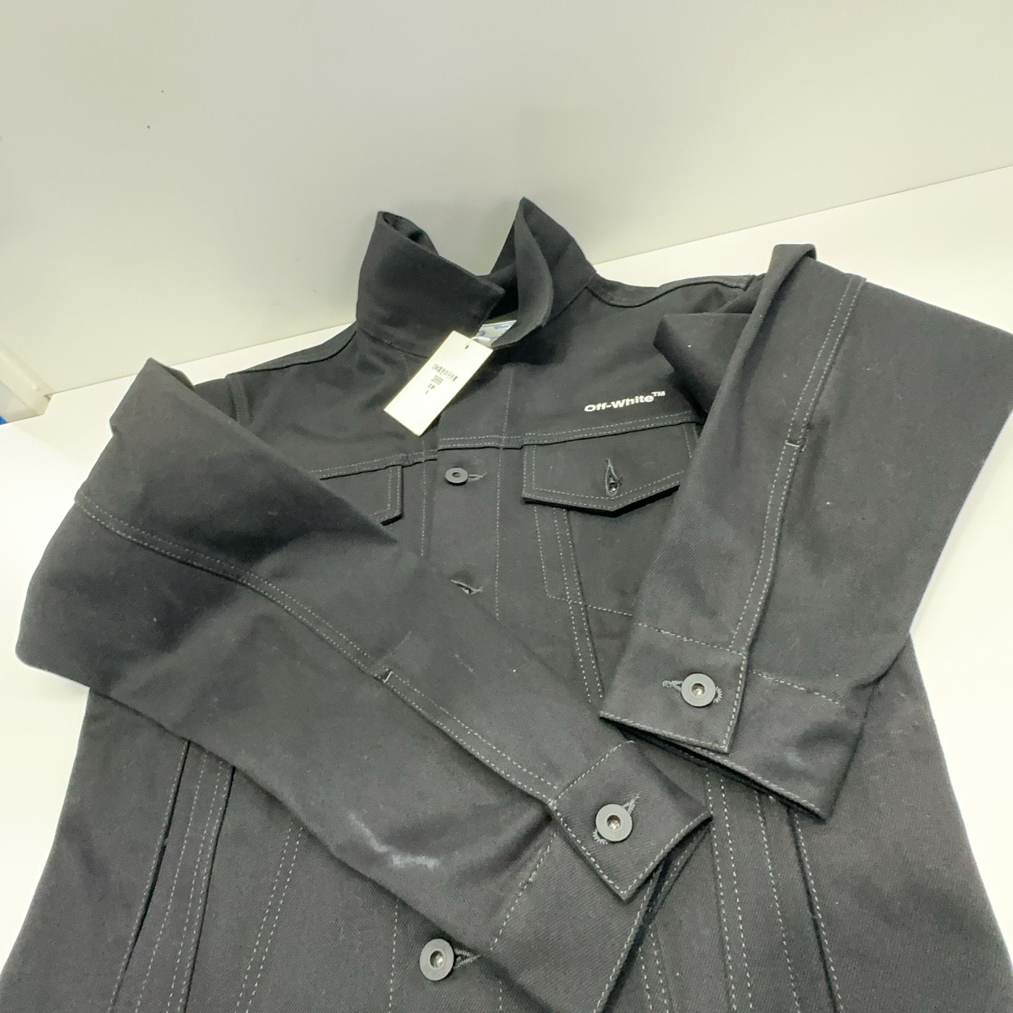 Off-White OFF-WHITE Logo Print Denim Jacket Size S Size US S / EU 44-46 / 1 - 10 Thumbnail