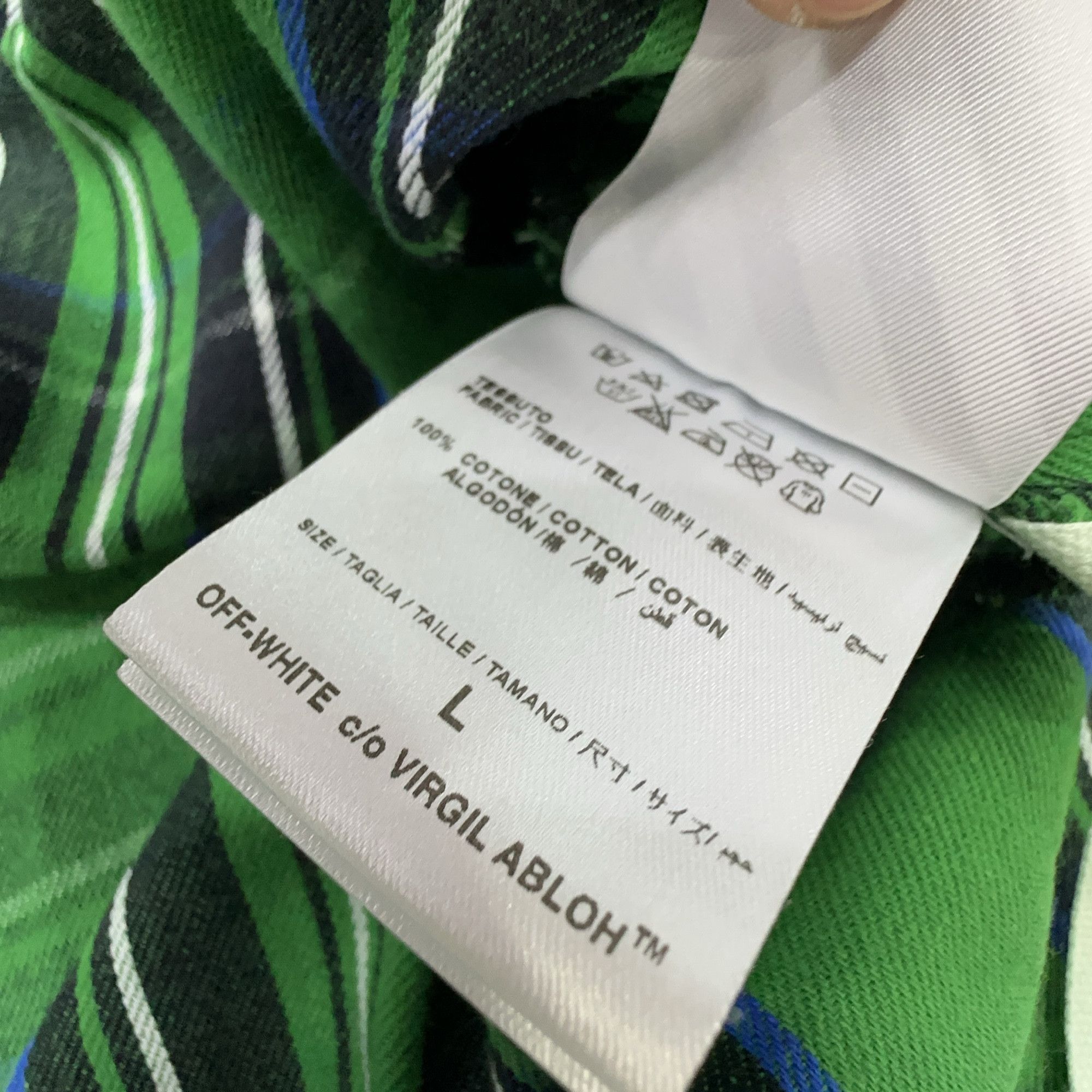 Off-White OFF-WHITE Green Plaid Shirt Size L Size US L / EU 52-54 / 3 - 5 Thumbnail