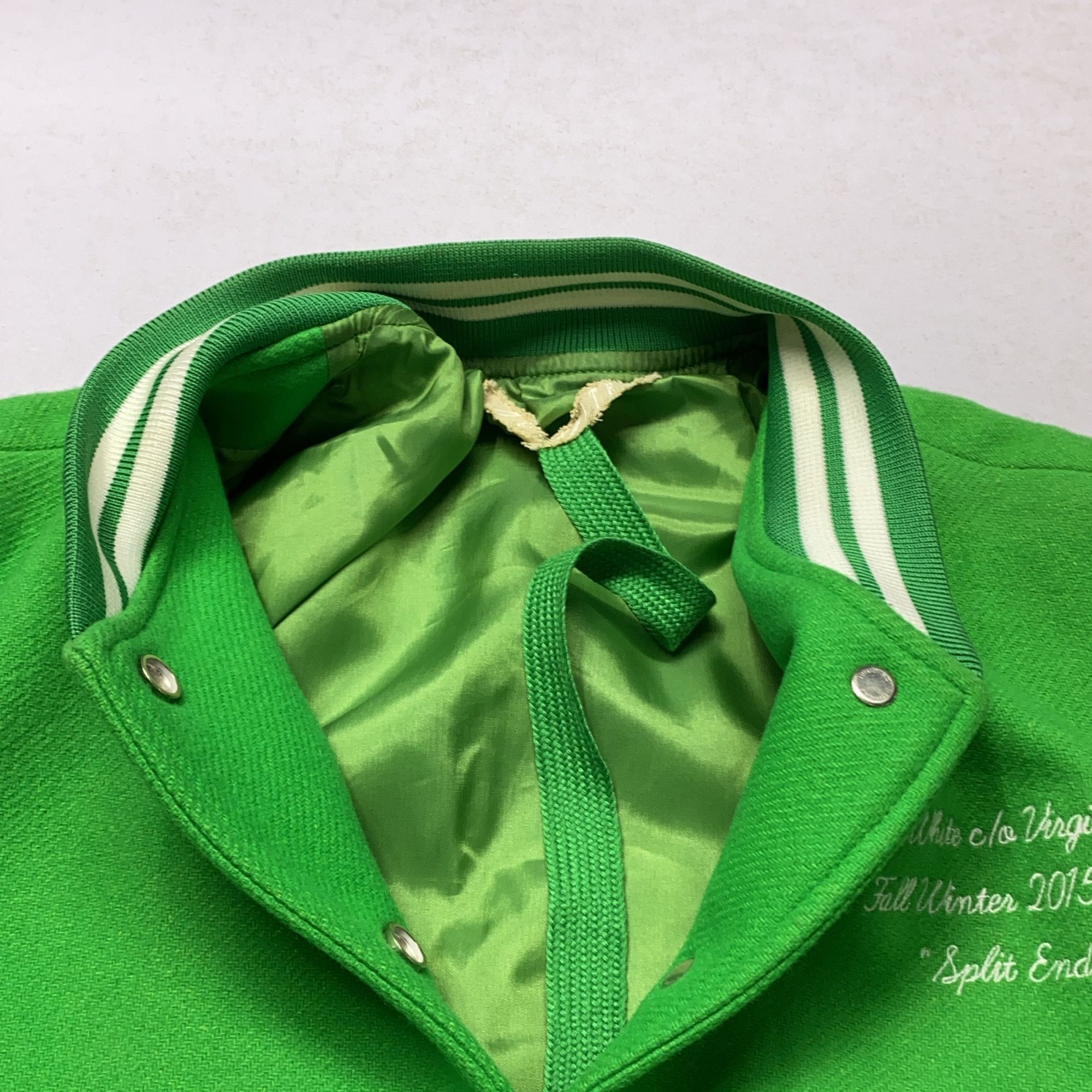 Off-White Off-White Diagonal Varsity Jacket Green Size S Size S / US 4 / IT 40 - 6 Thumbnail