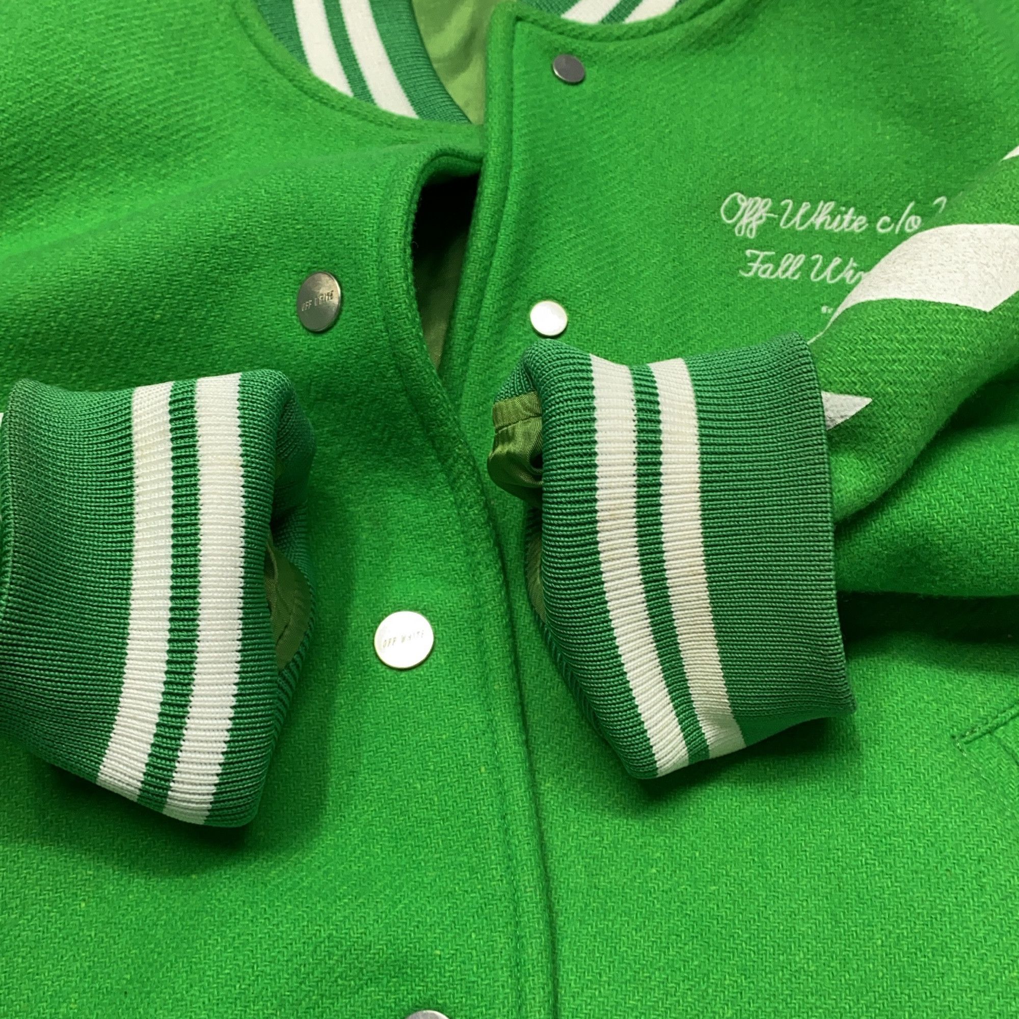 Off-White Off-White Diagonal Varsity Jacket Green Size S Size S / US 4 / IT 40 - 8 Thumbnail