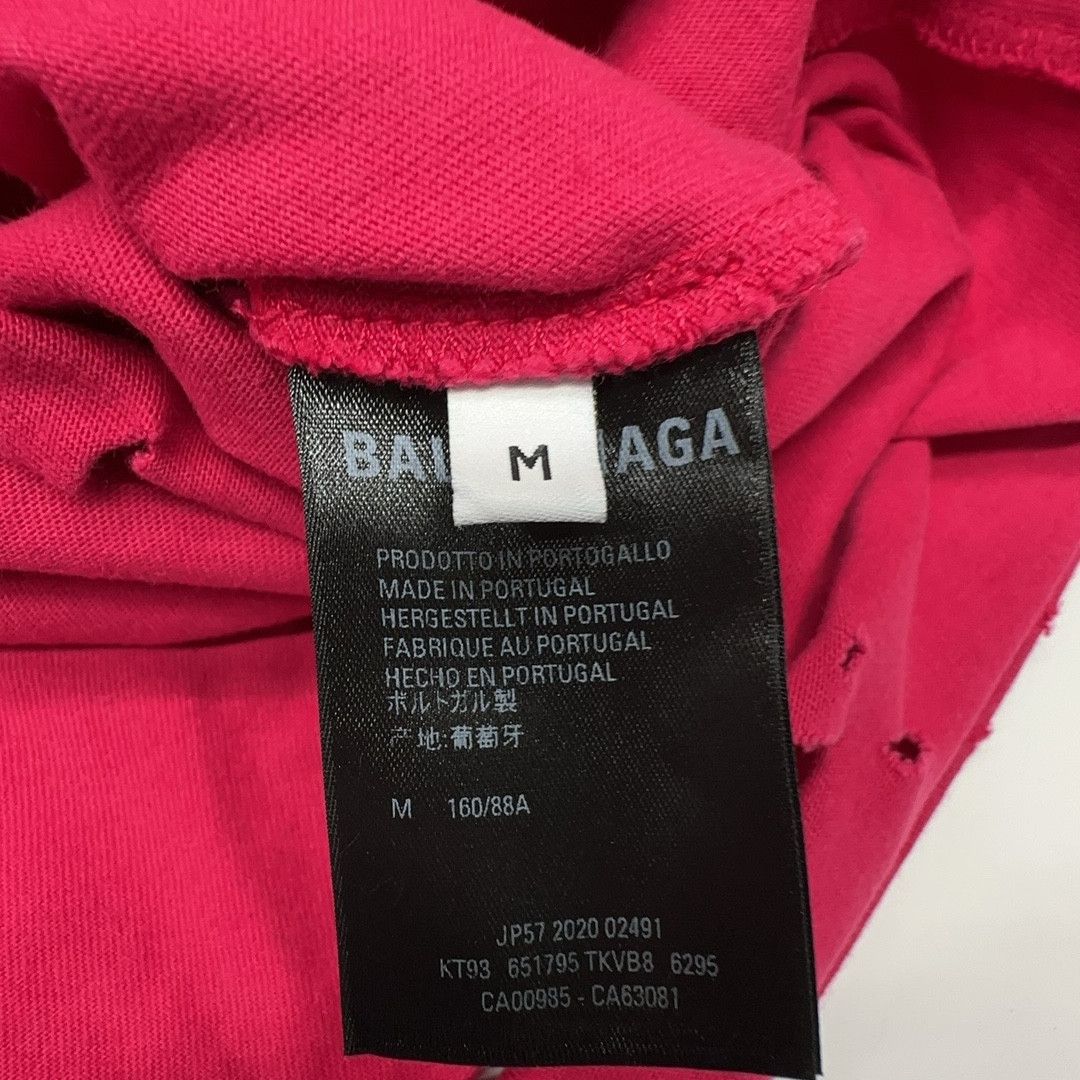 Balenciaga Balenciaga Logo Distressed T-Shirt Red M Size US M / EU 48-50 / 2 - 4 Thumbnail