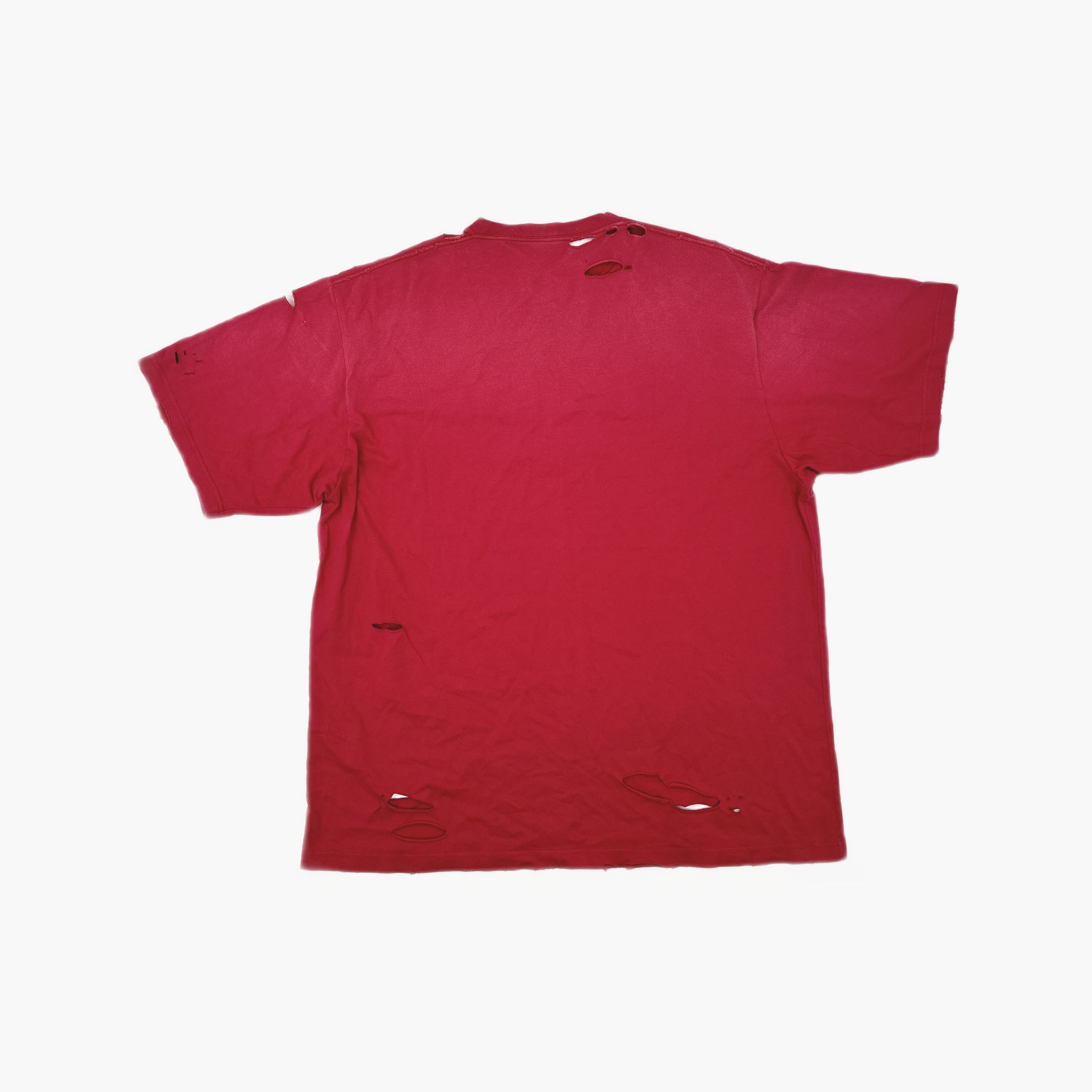 Balenciaga Balenciaga Logo Distressed T-Shirt Red M Size US M / EU 48-50 / 2 - 2 Thumbnail
