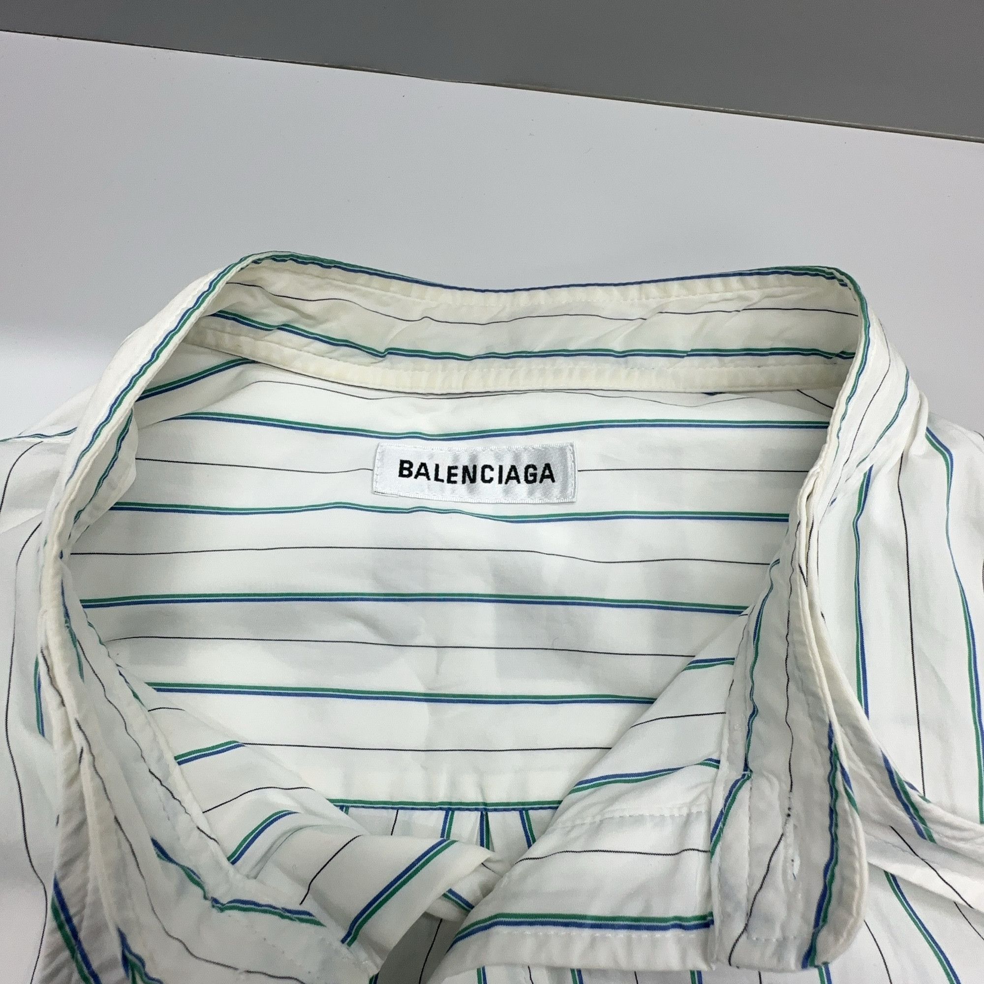 Balenciaga Balenciaga Striped Back Logo Button Up Shirt Size 34 Size XXS / US 00 / IT 34 - 5 Thumbnail