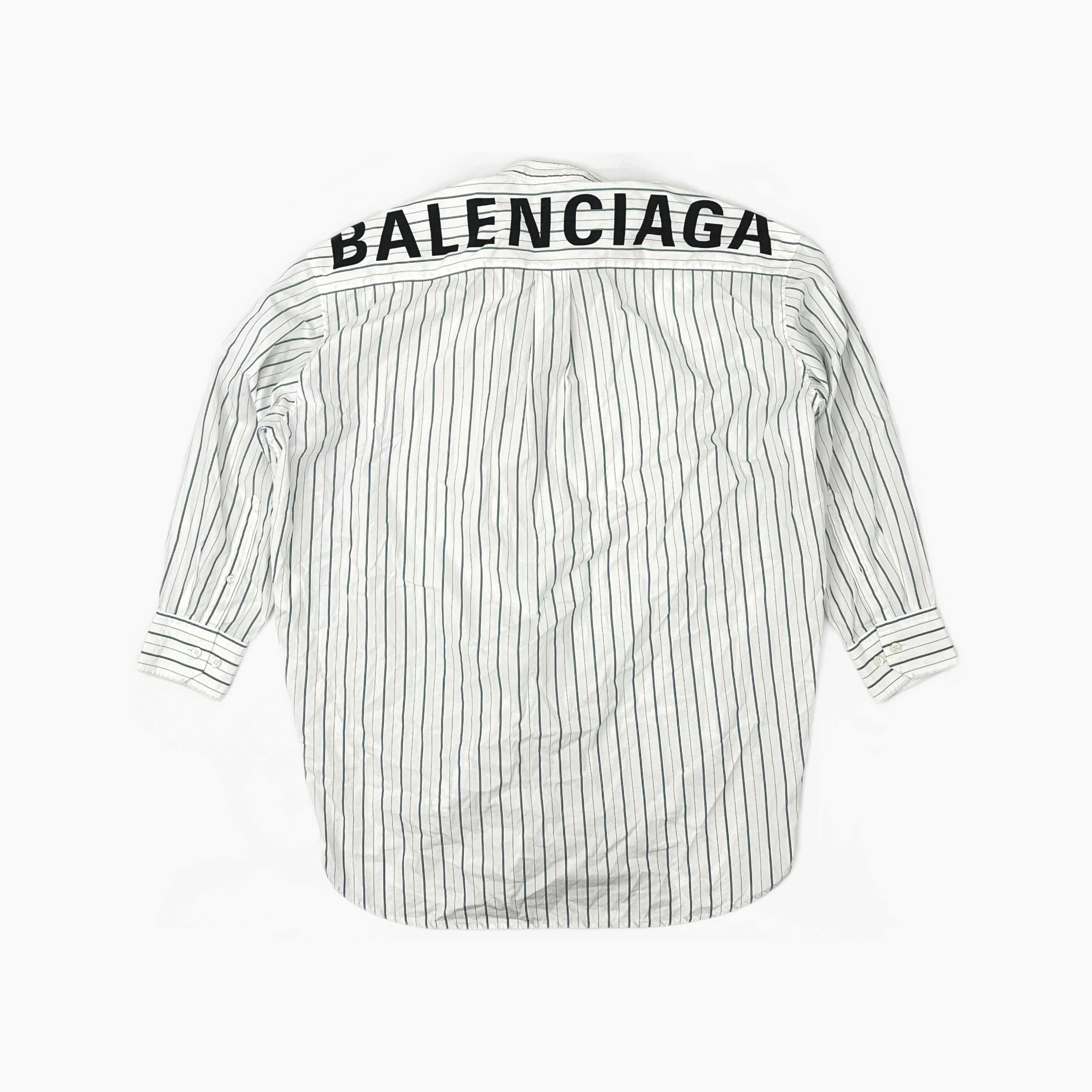 Balenciaga Balenciaga Striped Back Logo Button Up Shirt Size 34 Size XXS / US 00 / IT 34 - 2 Thumbnail