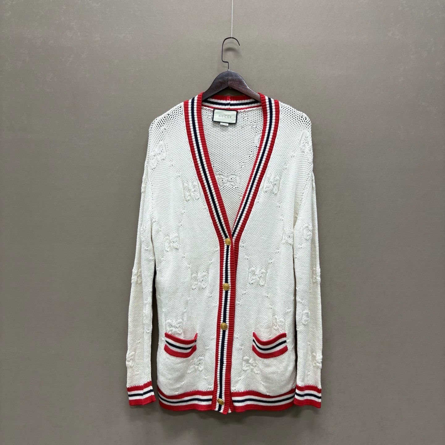 Gucci Gucci Logo Jacquard Striped Cardigan Size M Size US M / EU 48-50 / 2 - 2 Thumbnail