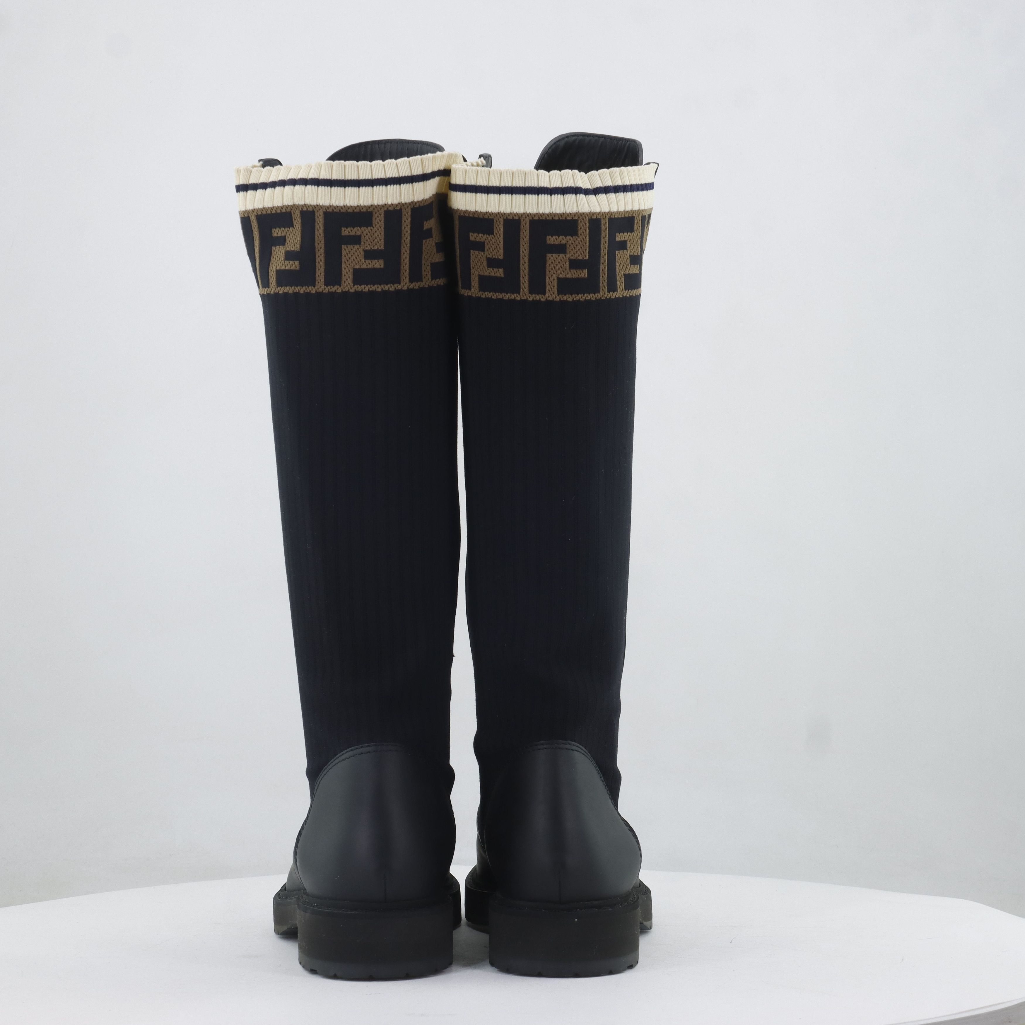 Fendi Fendi FF Logo Knit Lace-Up Boots Size 37 Size US 7 / IT 37 - 5 Thumbnail