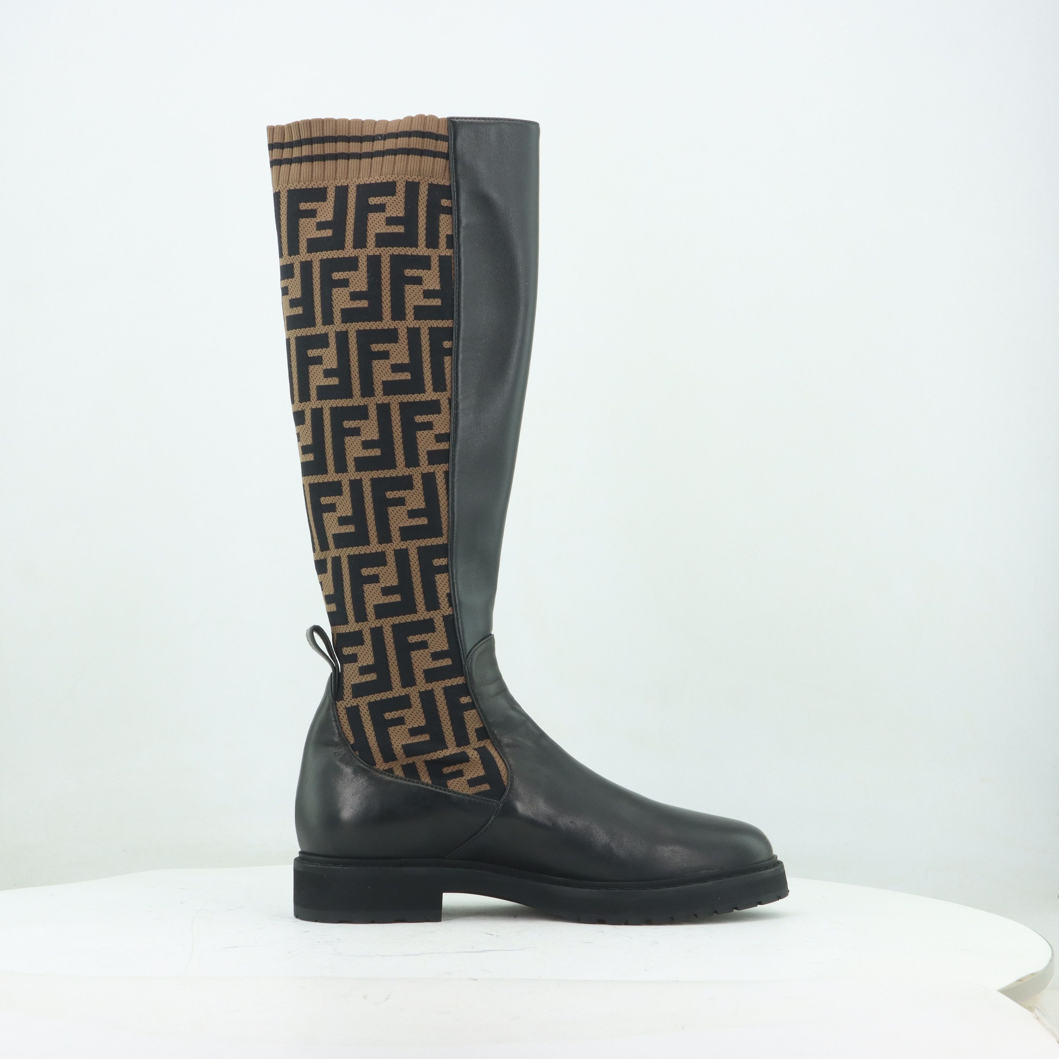 Fendi Fendi Rockoko FF Logo Knee High Boots Size 37.5 Size US 7.5 / IT 37.5 - 7 Thumbnail
