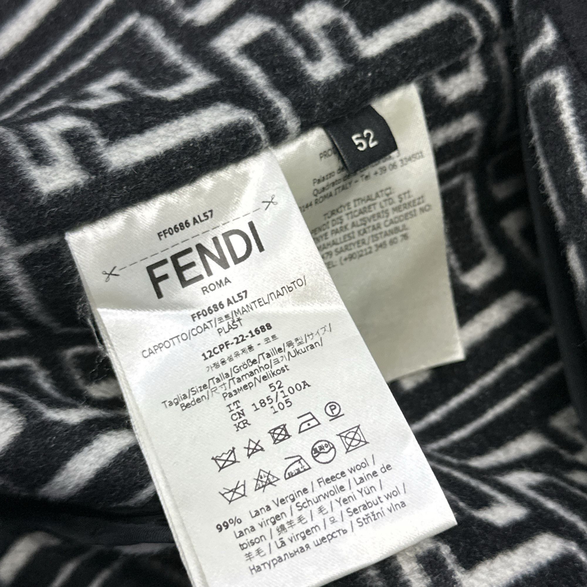 Fendi Fendi FF Logo Interior Wool Coat Size L Size US L / EU 52-54 / 3 - 3 Thumbnail