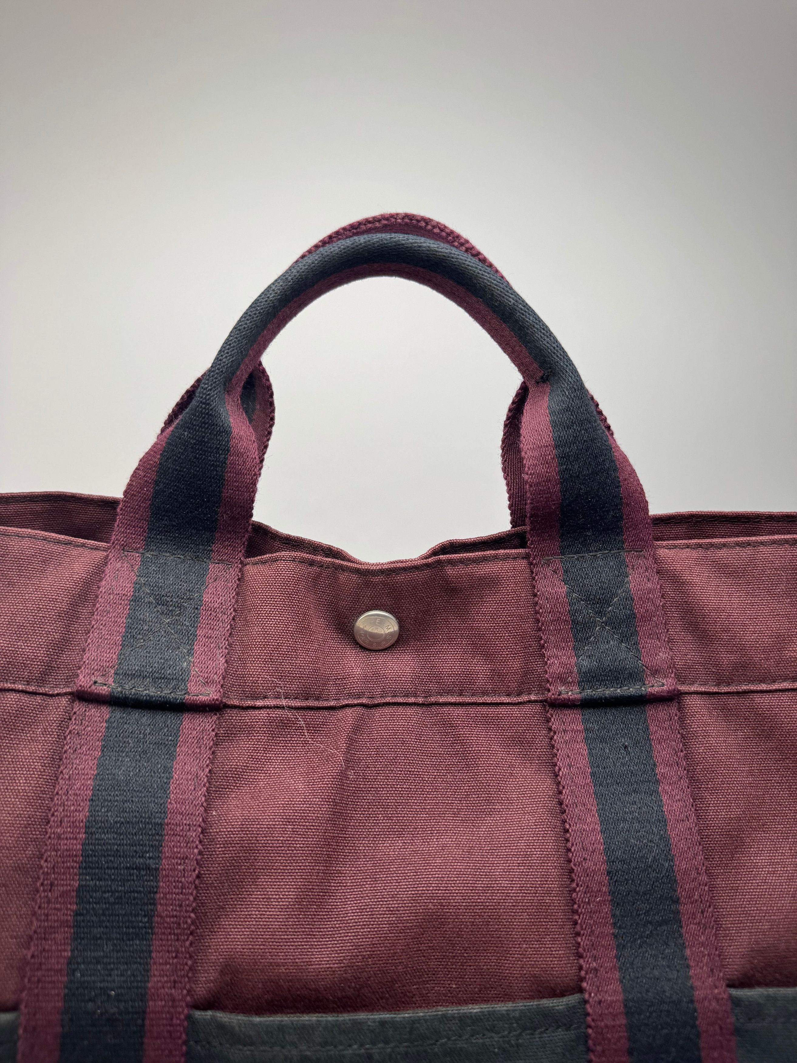Other Vintage Hermes Canvas Shopper Bag burgundy Black Size ONE SIZE - 2 Thumbnail