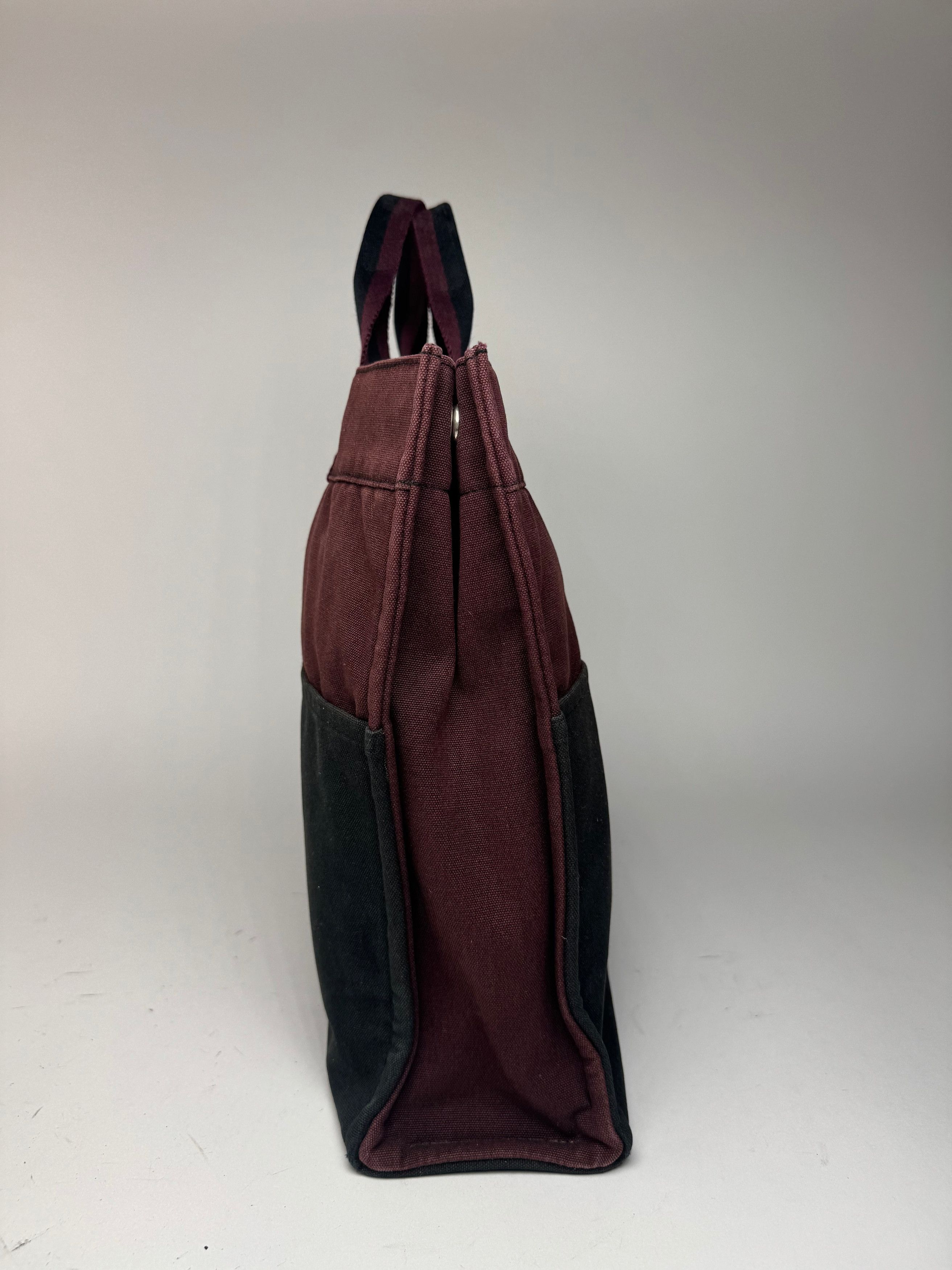 Other Vintage Hermes Canvas Shopper Bag burgundy Black Size ONE SIZE - 9 Thumbnail