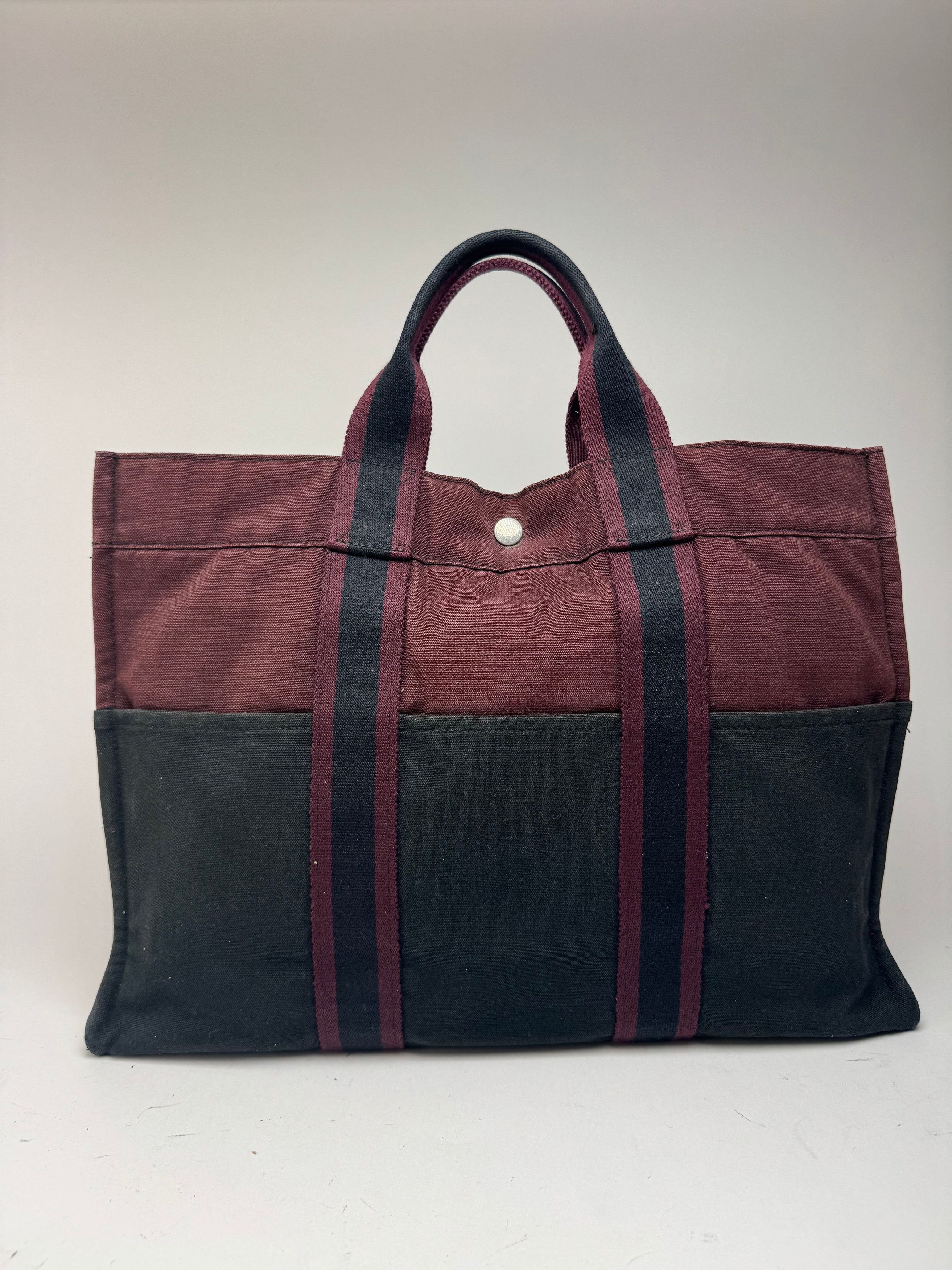 Other Vintage Hermes Canvas Shopper Bag burgundy Black Size ONE SIZE - 10 Thumbnail
