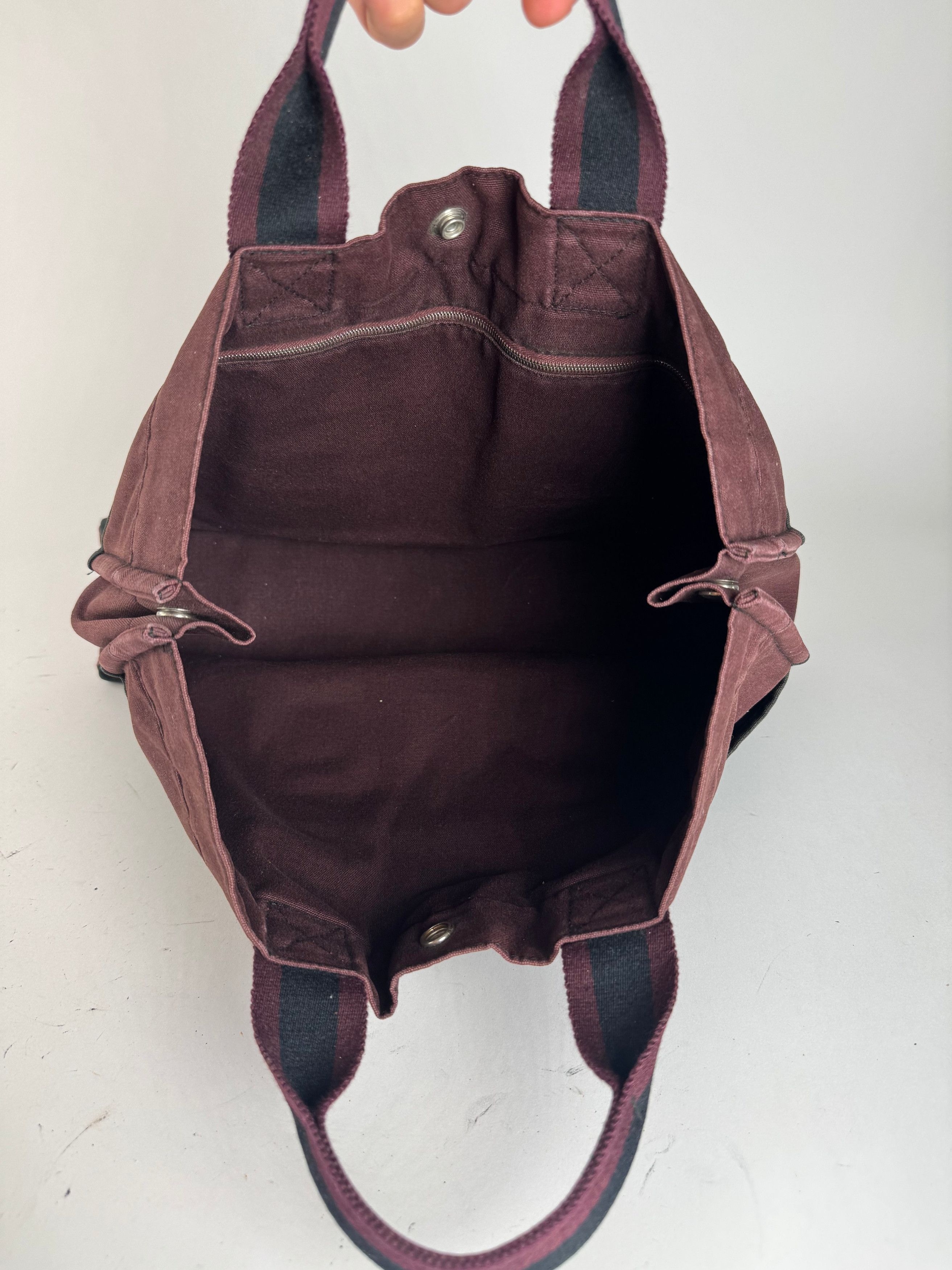 Other Vintage Hermes Canvas Shopper Bag burgundy Black Size ONE SIZE - 4 Thumbnail