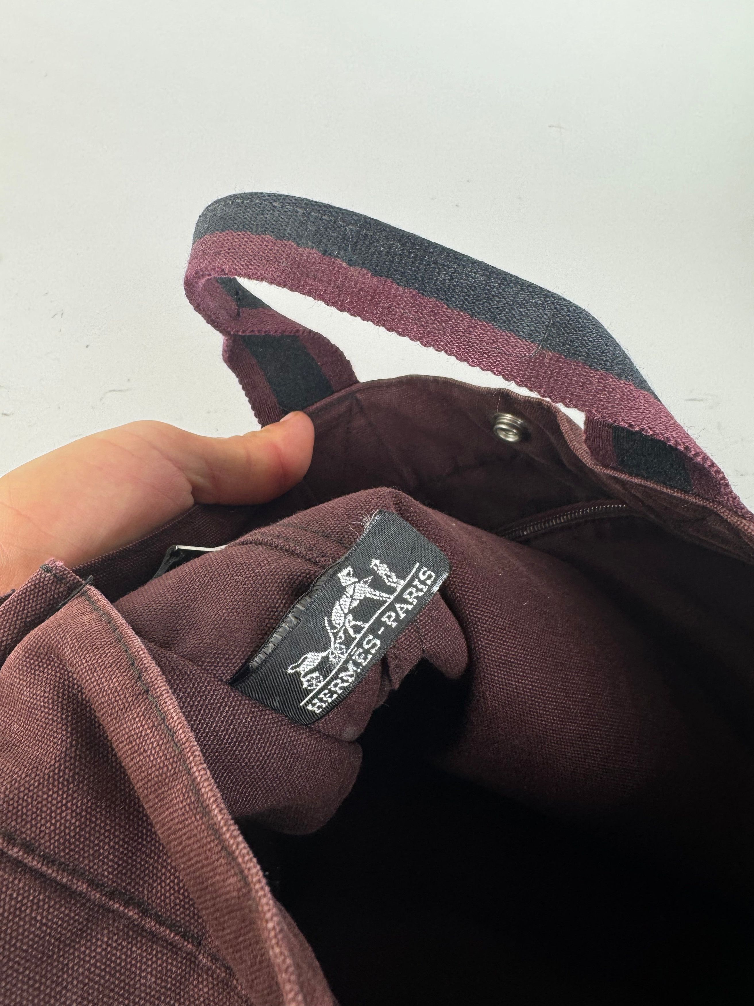 Other Vintage Hermes Canvas Shopper Bag burgundy Black Size ONE SIZE - 5 Thumbnail