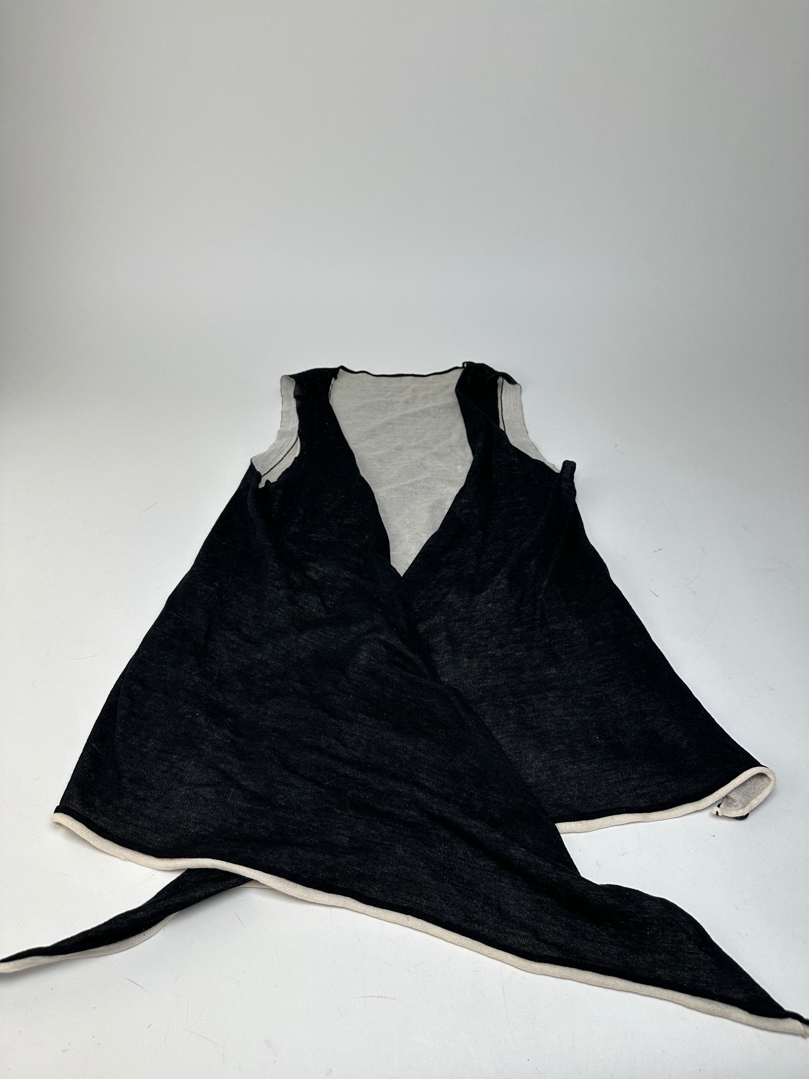 Issey Miyake Vintage Wool Wrap Top Black Cream M Size M / US 6-8 / IT 42-44 - 5 Thumbnail
