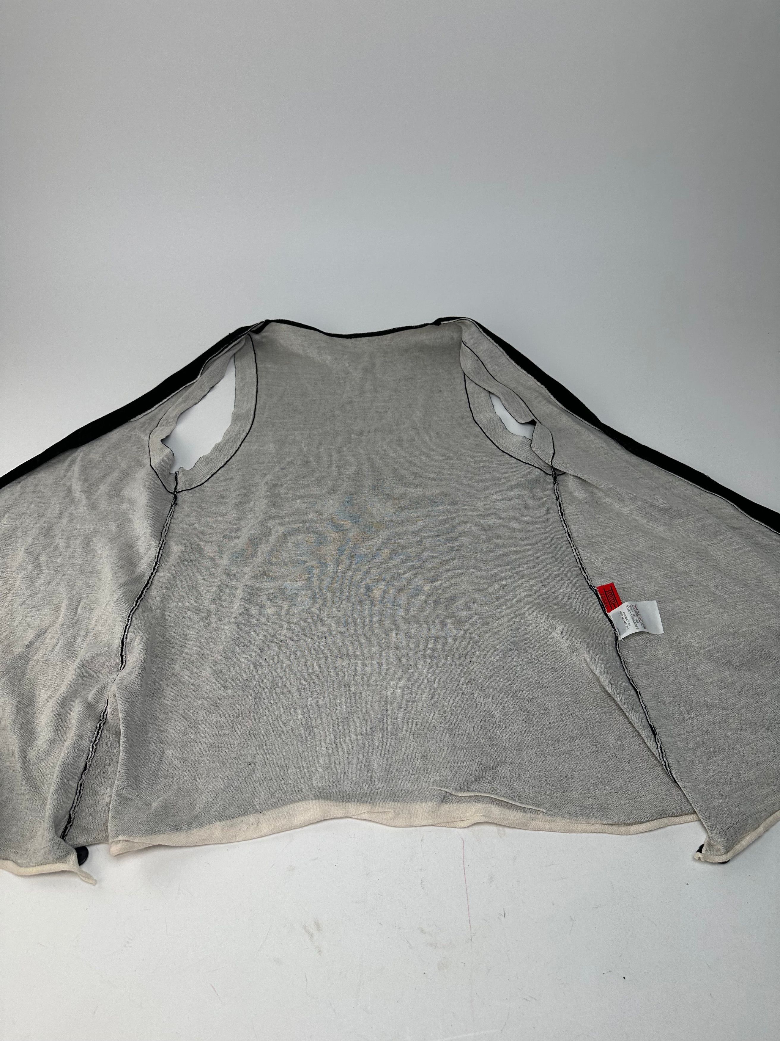 Issey Miyake Vintage Wool Wrap Top Black Cream M Size M / US 6-8 / IT 42-44 - 7 Thumbnail