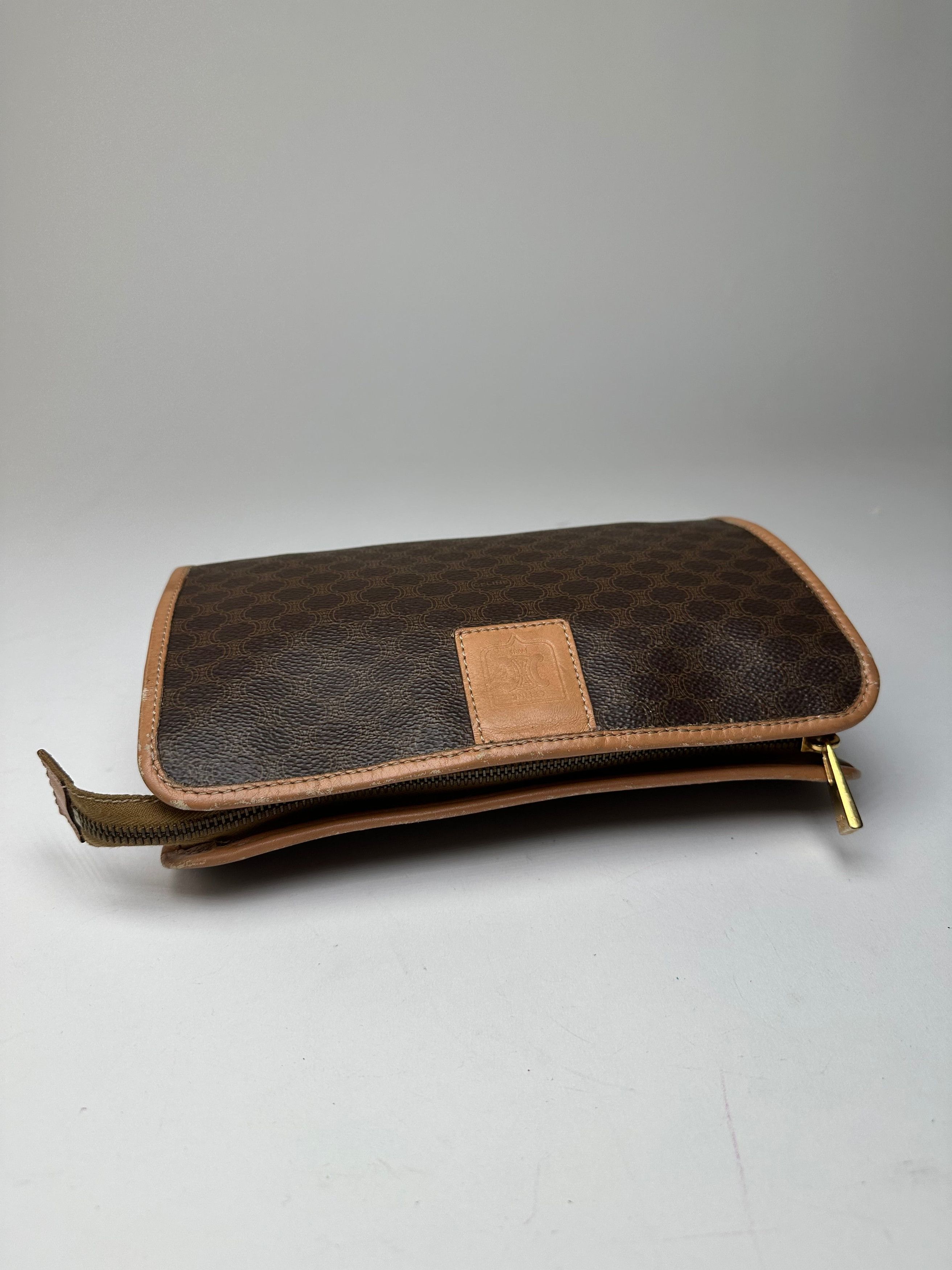 Celine Vintage Macadam Canvas Clutch Pouch Dark Brown Size ONE SIZE - 5 Thumbnail