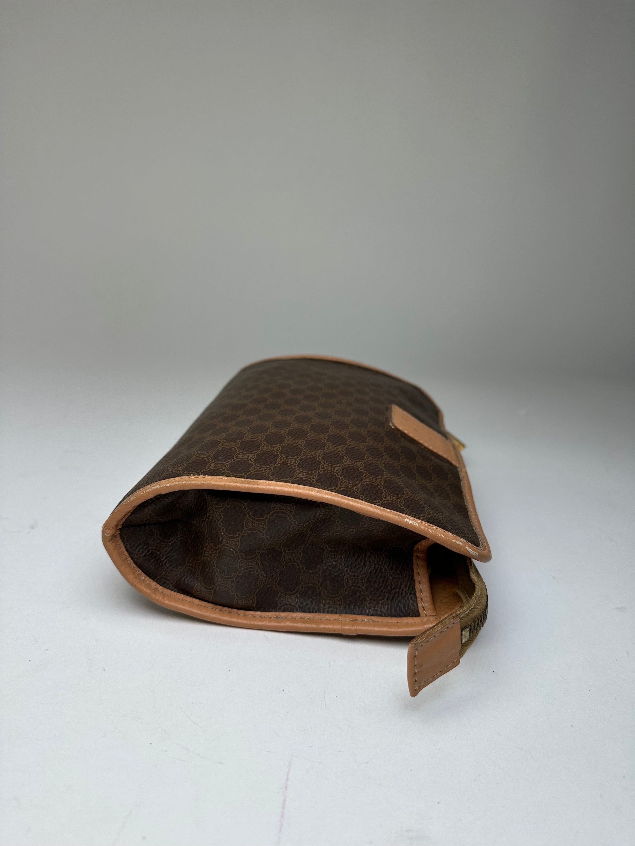 Celine Vintage Macadam Canvas Clutch Pouch Dark Brown Size ONE SIZE - 8 Thumbnail