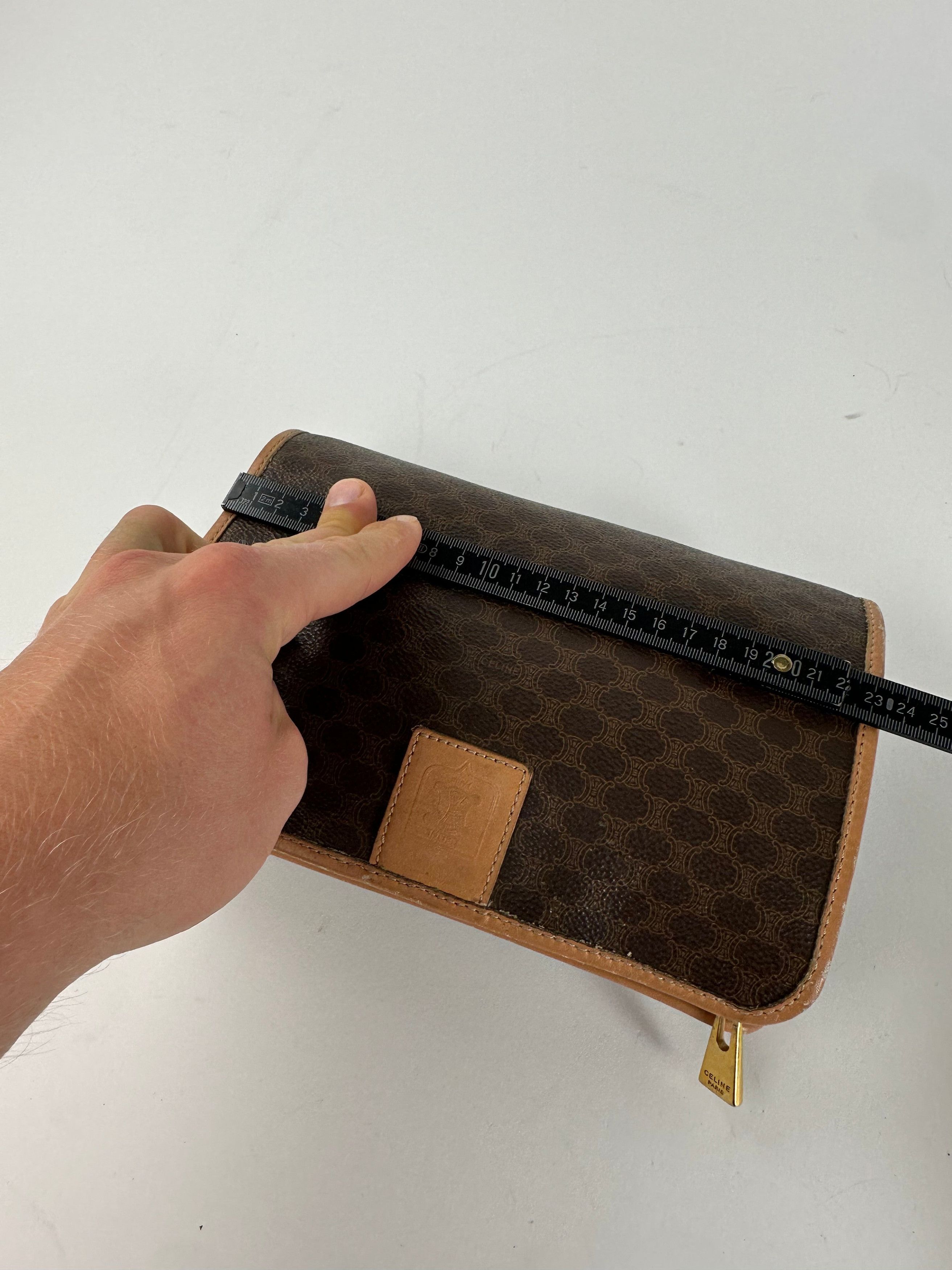 Celine Vintage Macadam Canvas Clutch Pouch Dark Brown Size ONE SIZE - 9 Thumbnail