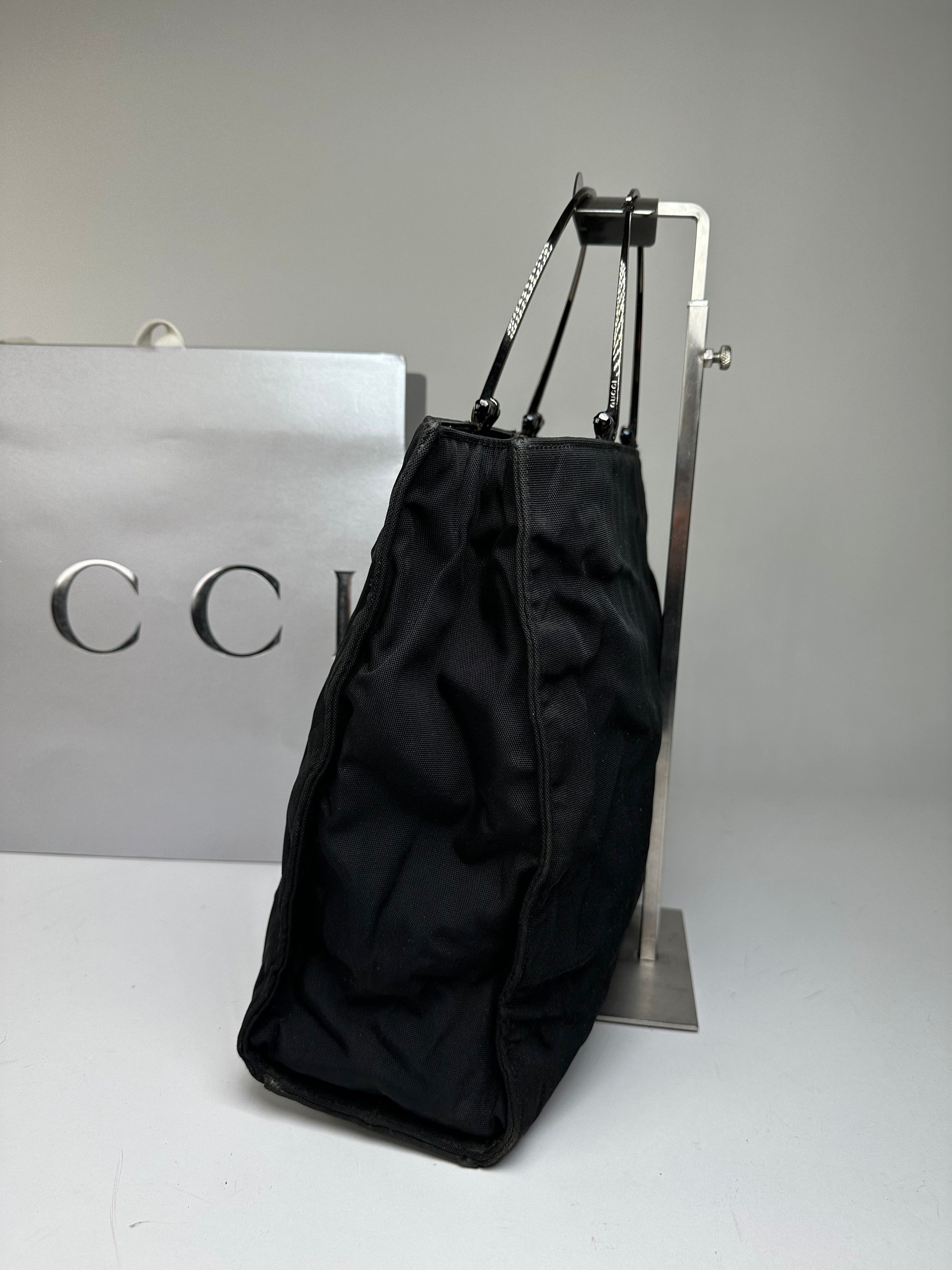 Gucci Vintage Nylon Canvas Tote Bag Black Size ONE SIZE - 8 Thumbnail