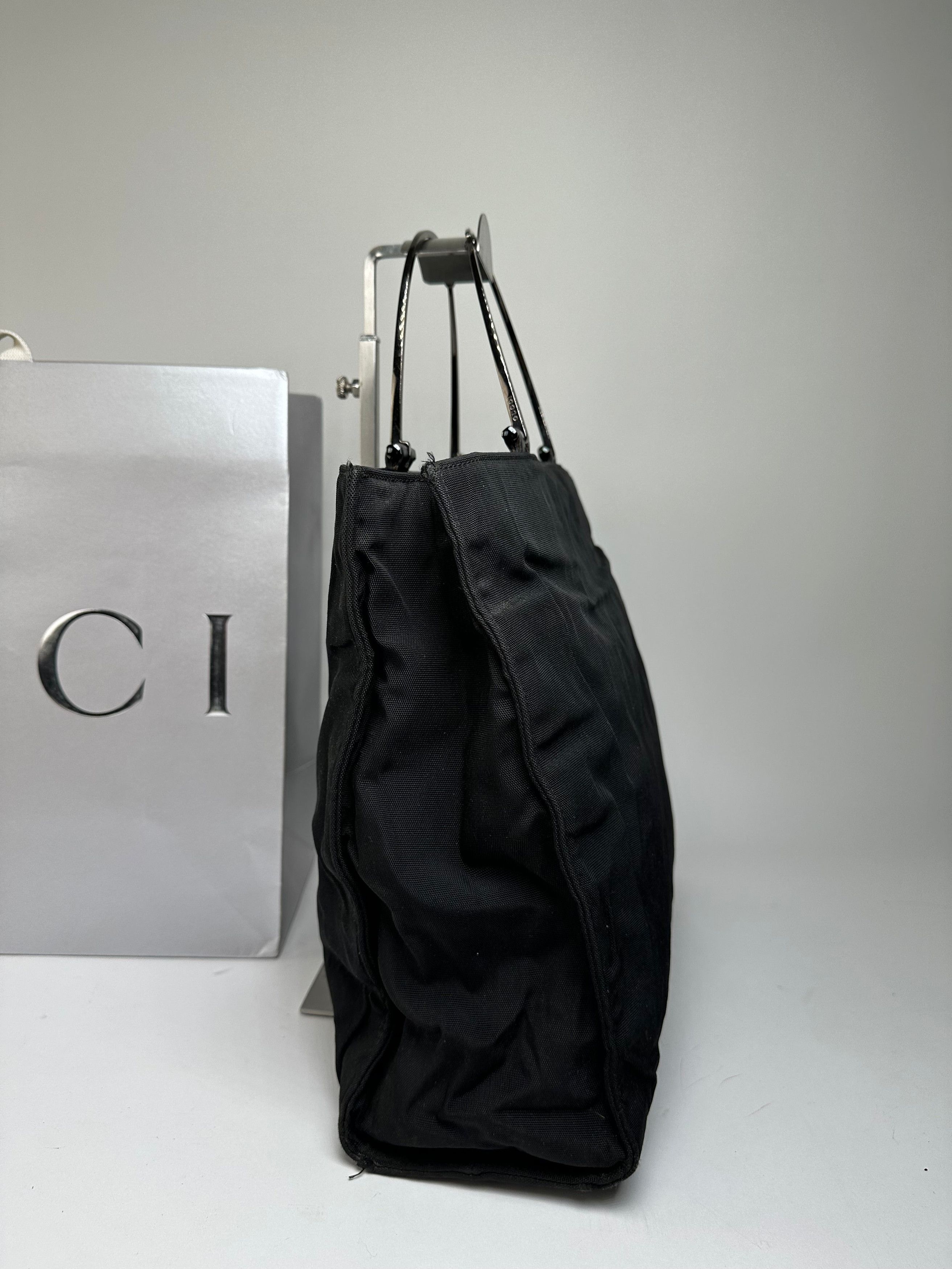 Gucci Vintage Nylon Canvas Tote Bag Black Size ONE SIZE - 7 Thumbnail