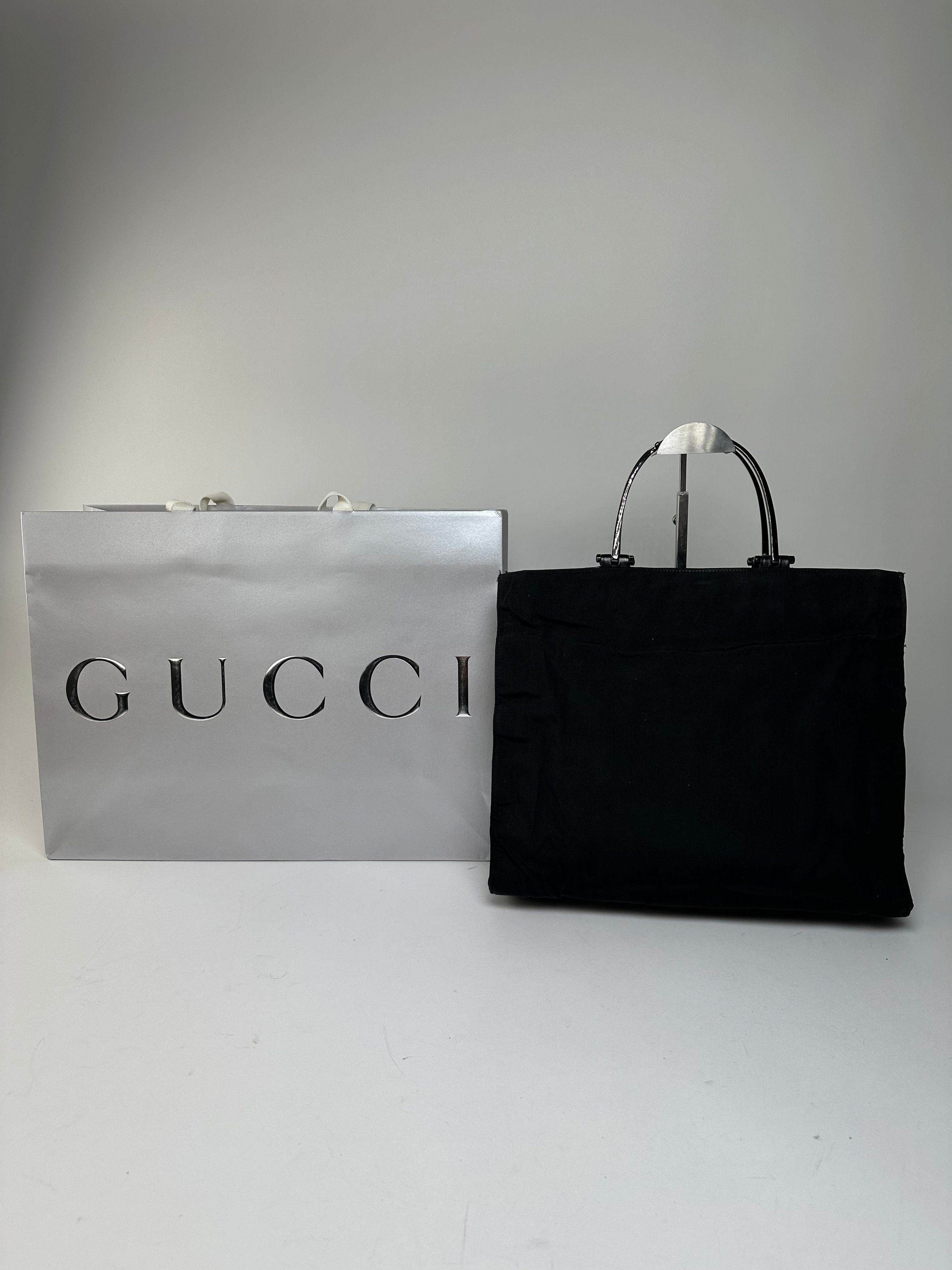 Gucci Vintage Nylon Canvas Tote Bag Black Size ONE SIZE - 13 Thumbnail