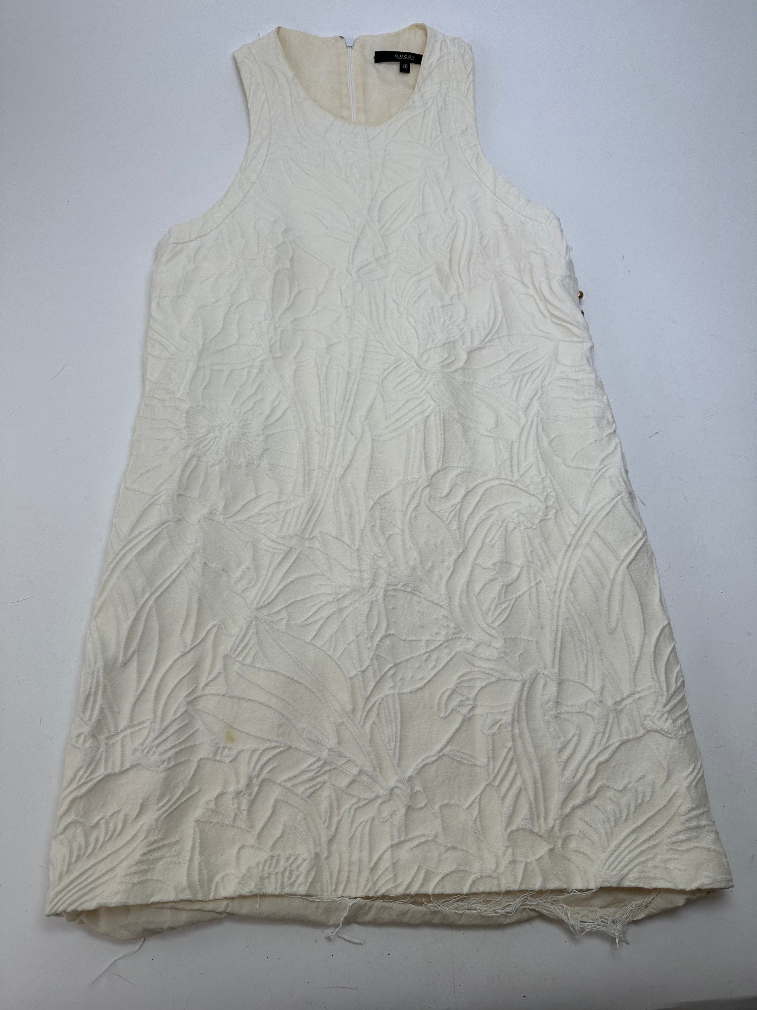 Gucci Vintage Floral Quilted Shift Dress Cream S Size S / US 4 / IT 40 - 4 Thumbnail