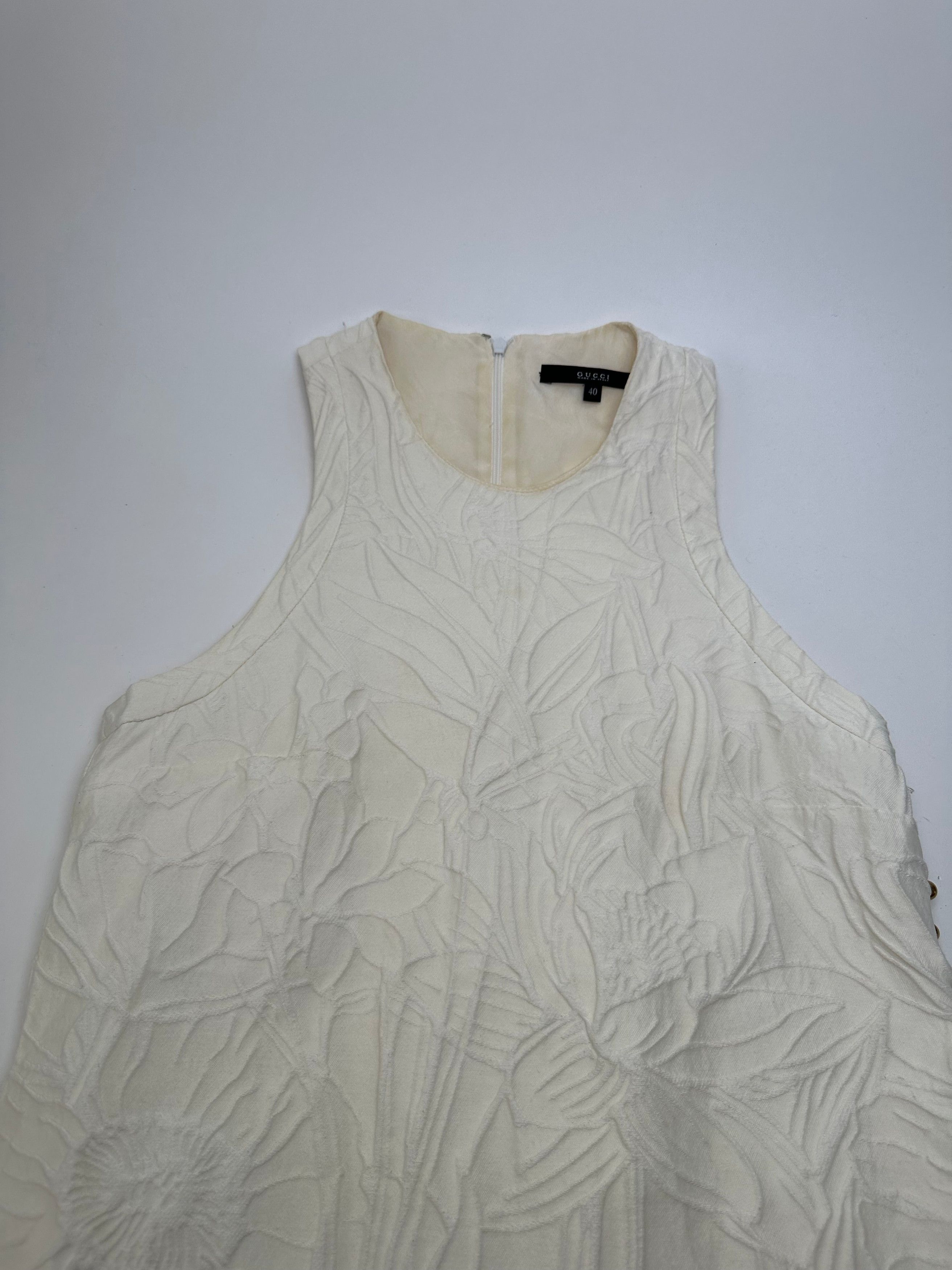 Gucci Vintage Floral Quilted Shift Dress Cream S Size S / US 4 / IT 40 - 7 Thumbnail