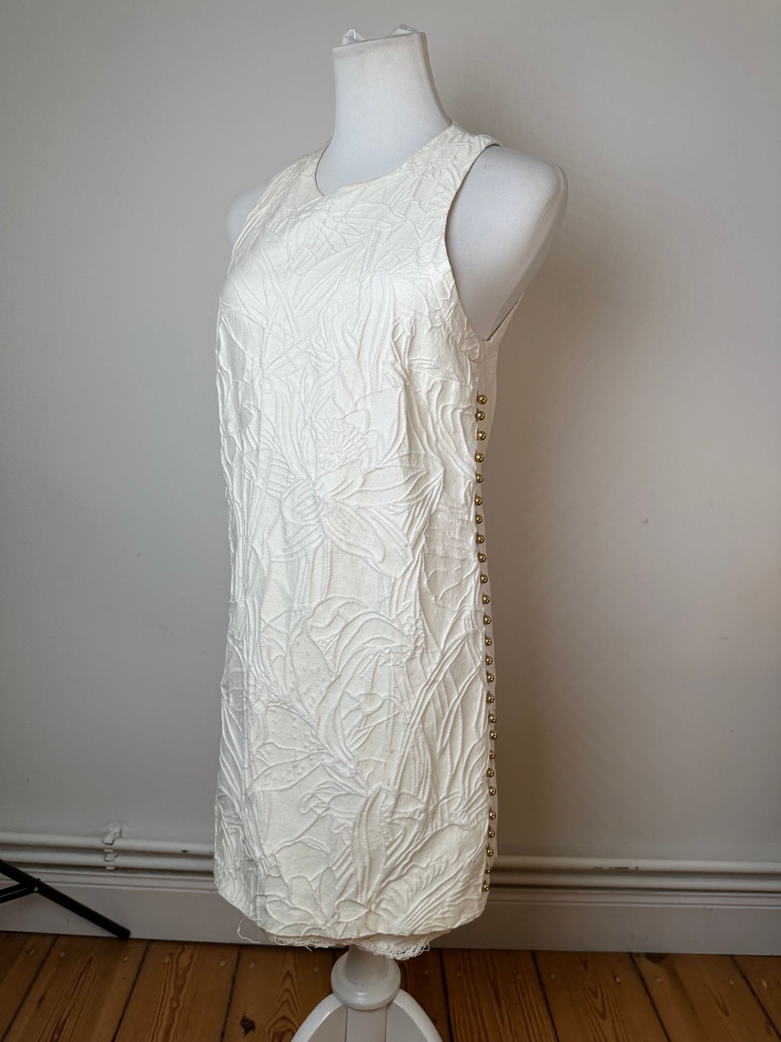 Gucci Vintage Floral Quilted Shift Dress Cream S Size S / US 4 / IT 40 - 14 Thumbnail