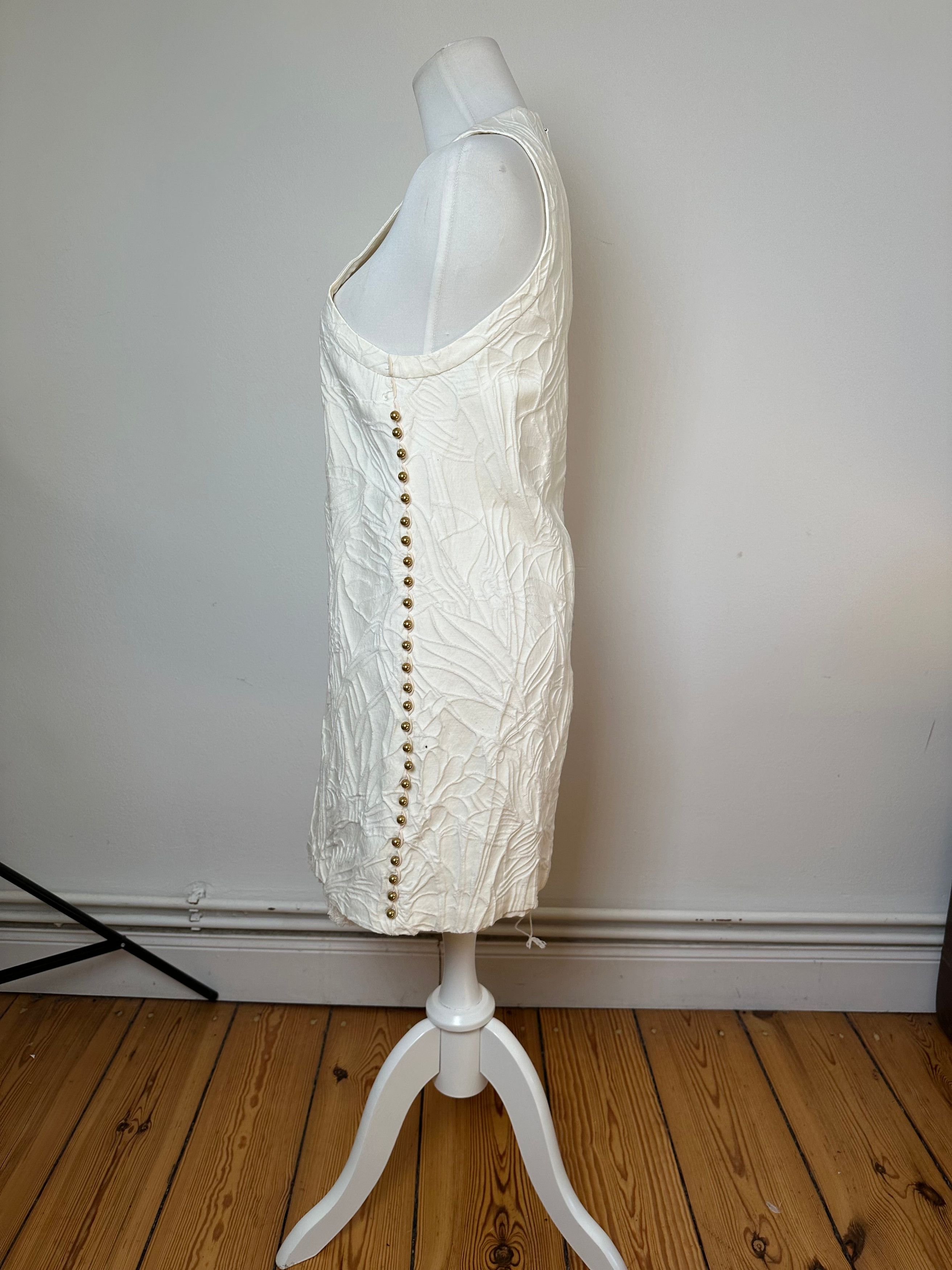 Gucci Vintage Floral Quilted Shift Dress Cream S Size S / US 4 / IT 40 - 2 Thumbnail