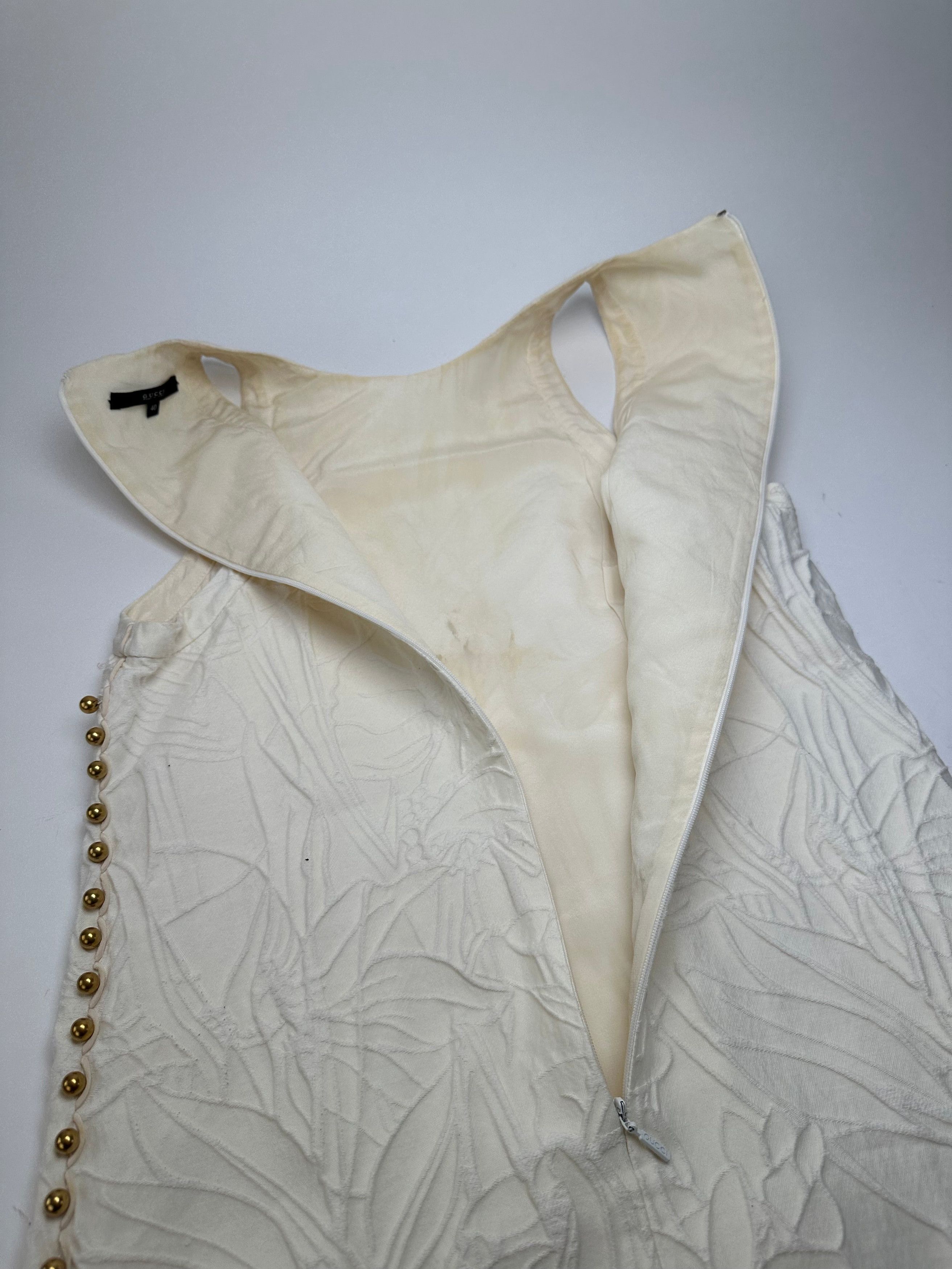 Gucci Vintage Floral Quilted Shift Dress Cream S Size S / US 4 / IT 40 - 10 Thumbnail