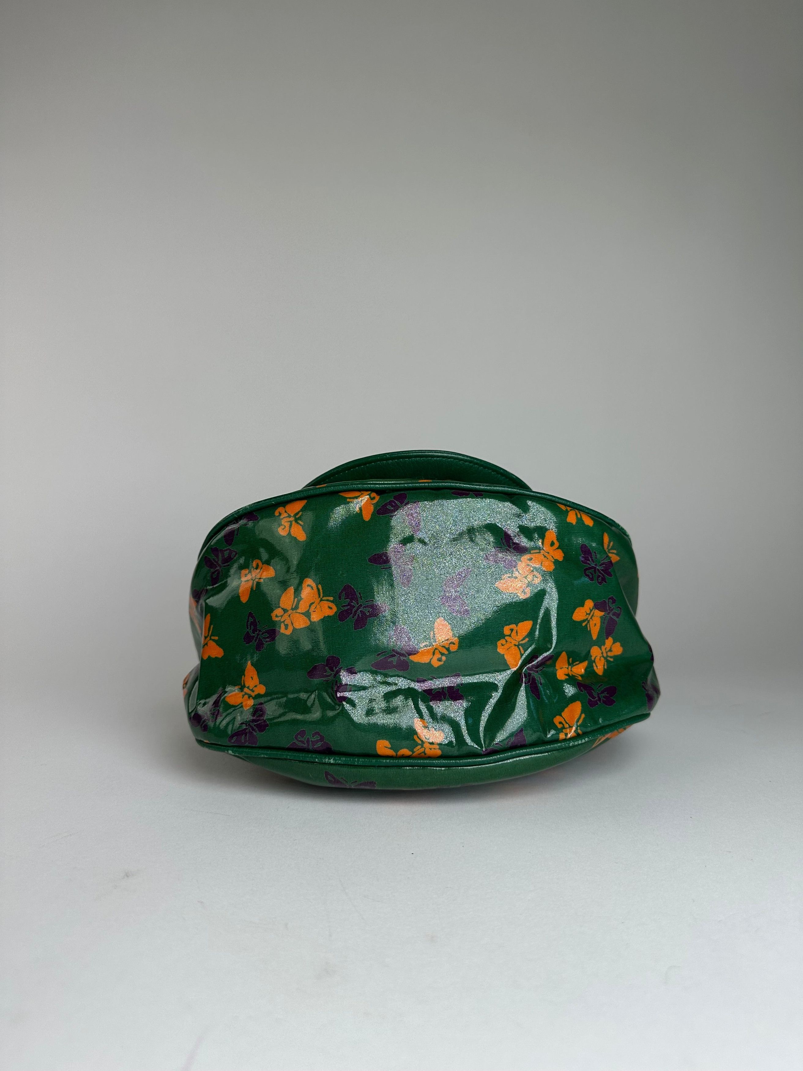 Bottega Veneta Vintage Butterfly Print Patent Shoulder Bag Green Size ONE SIZE - 9 Thumbnail