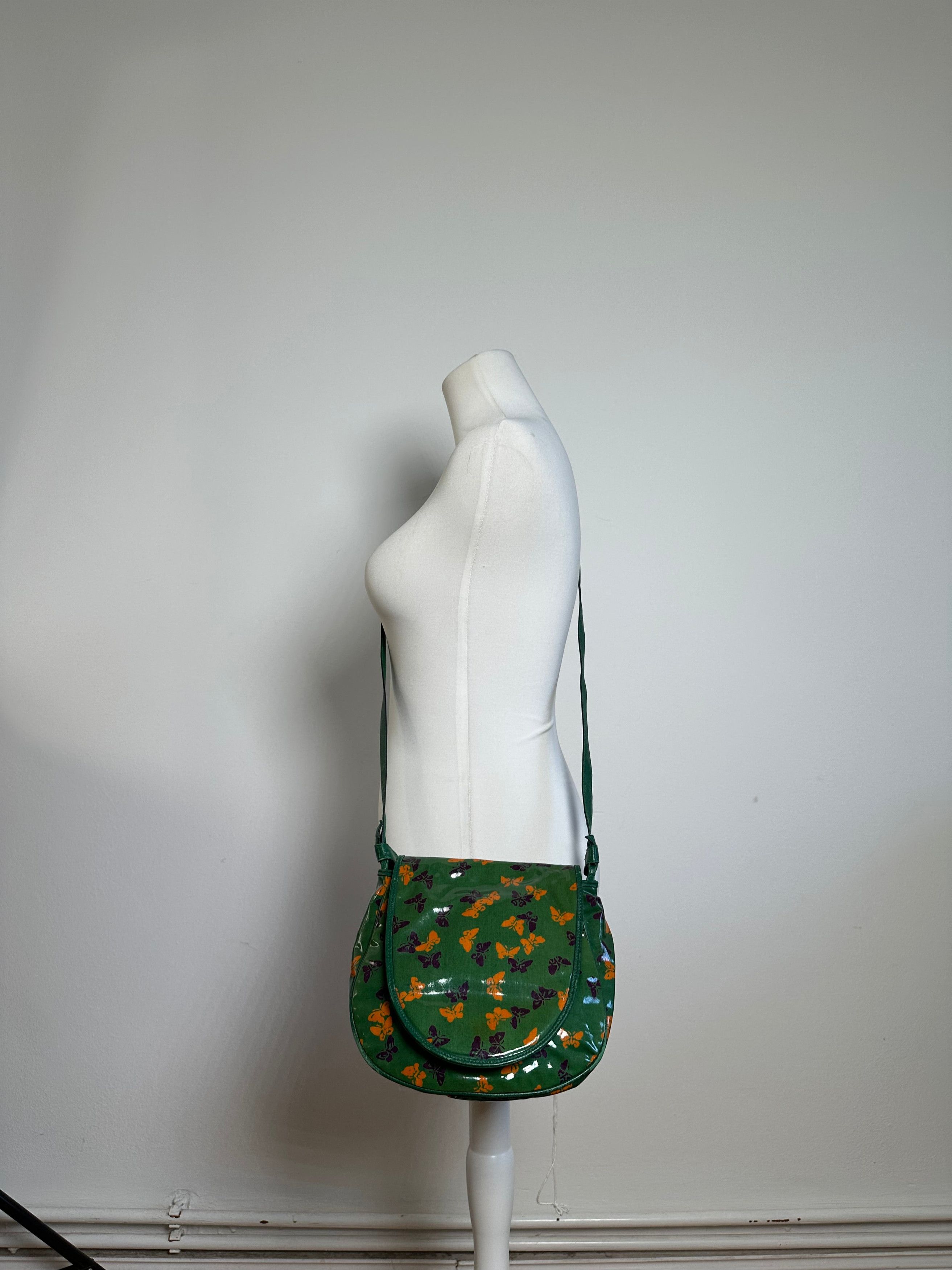 Bottega Veneta Vintage Butterfly Print Patent Shoulder Bag Green Size ONE SIZE - 4 Thumbnail